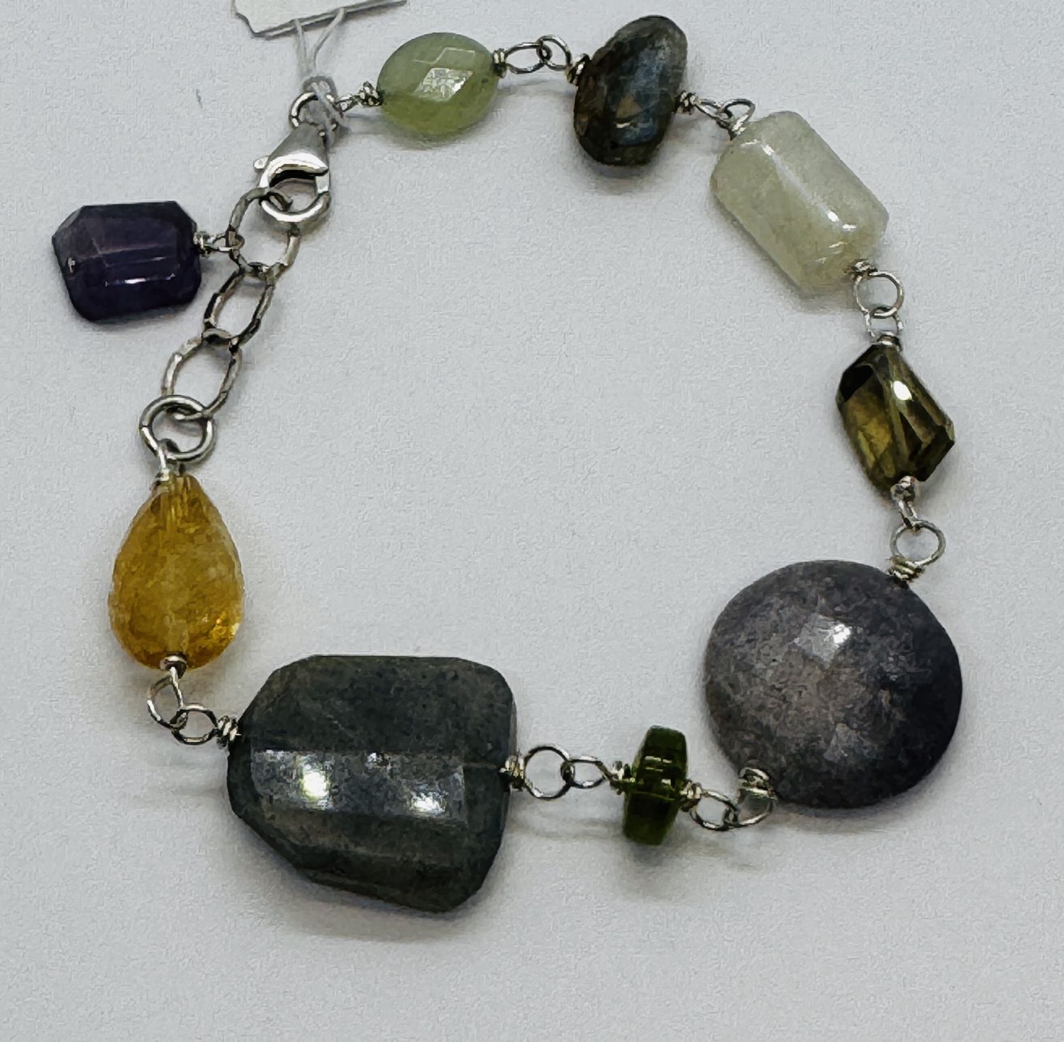 Robb Bracelet Mixed Gem Citrine, Labradorite, Sugalite, Peridot, Whisky Quartz, Moonstone, Amethyst, and Prehnite