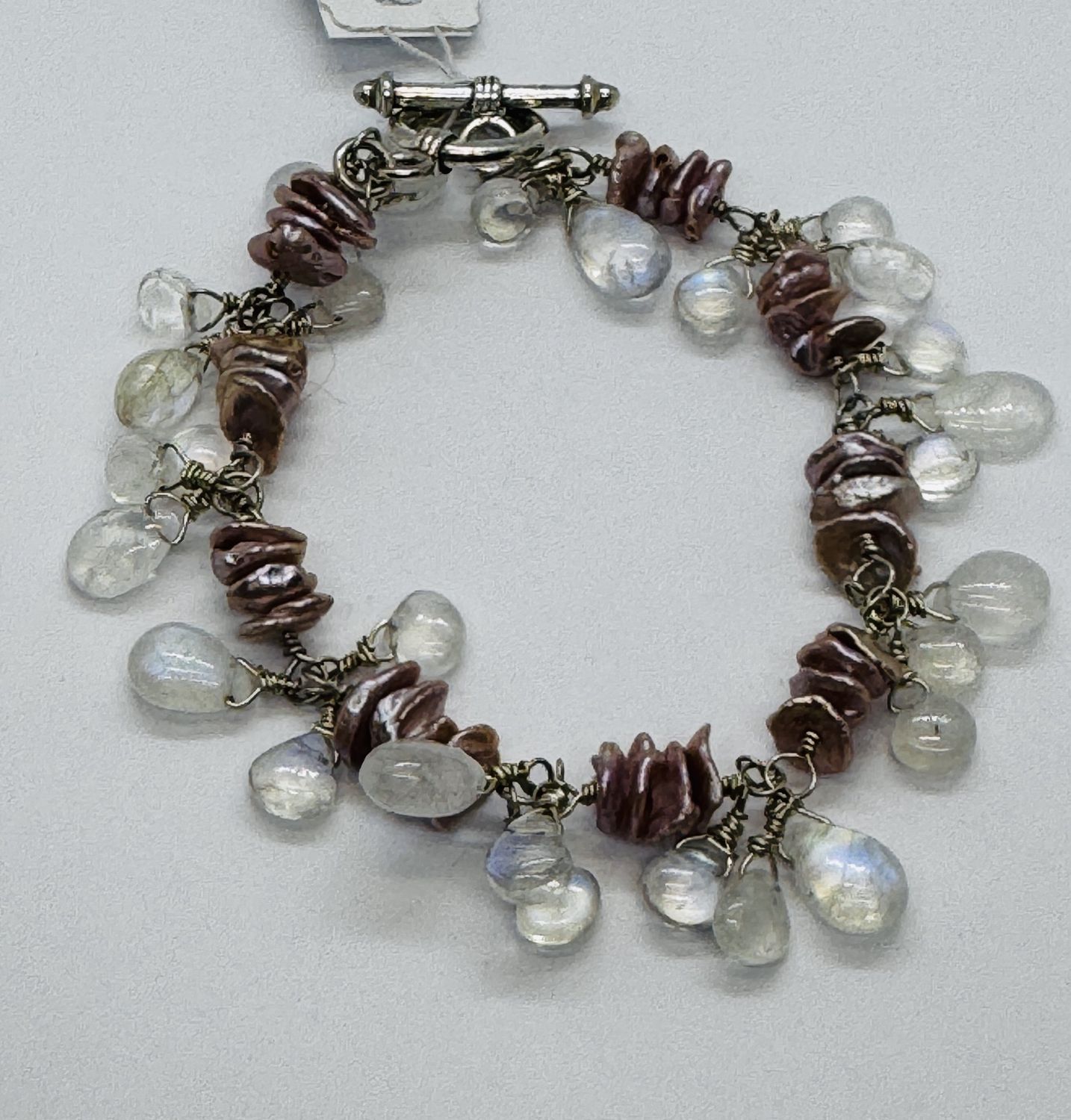 Robb Jangle Bracelet Pink Kasha Pearls and Moonstones