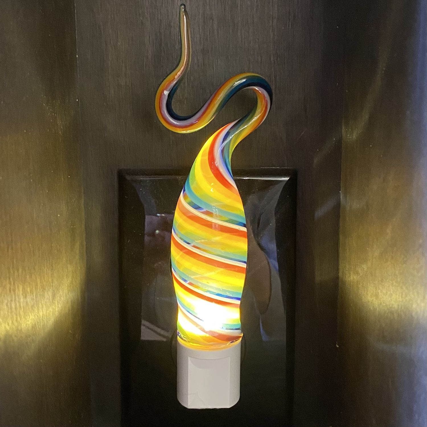 Probstein Glass Nightlight Light Rainbow Twist Top