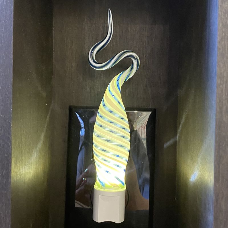 Probstein Glass Nightlight Green/Blue/White Twist Top