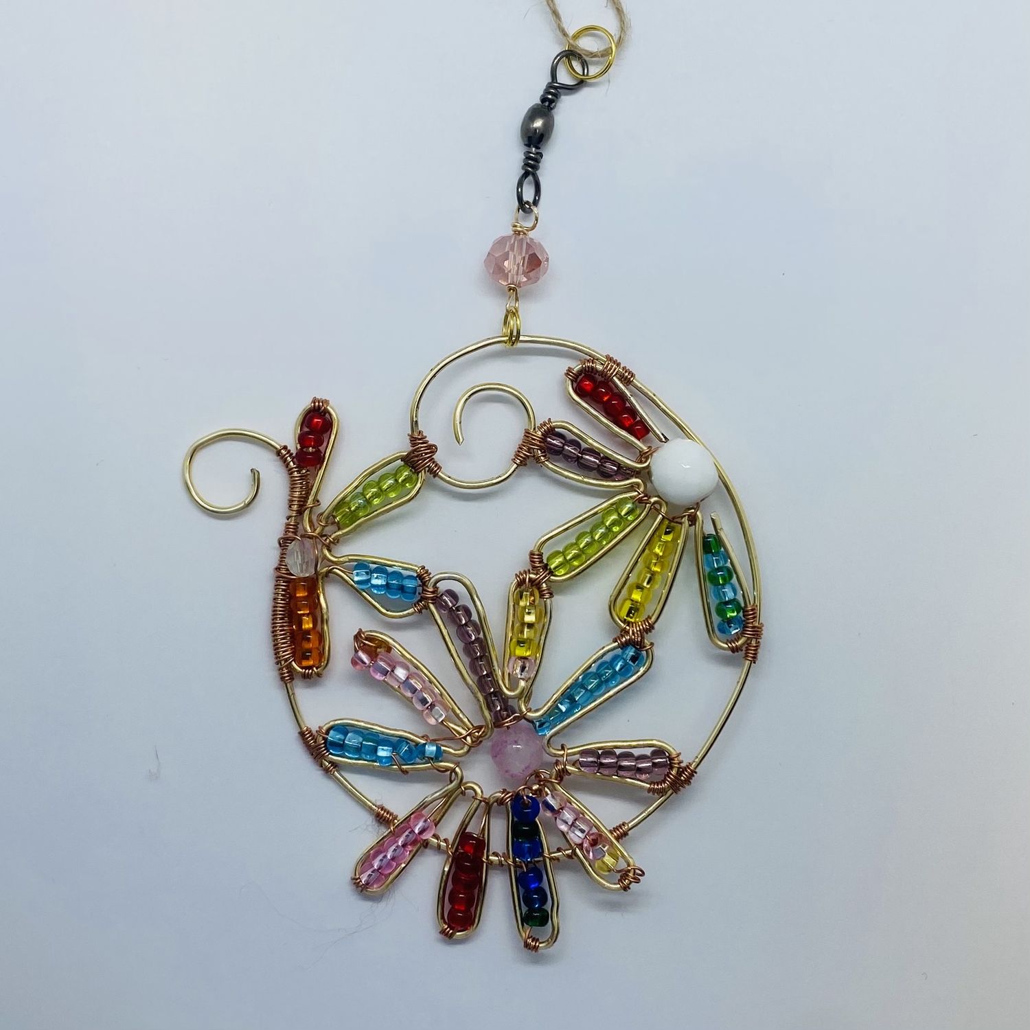 Unique Creations Rainbow Flowers in Circle Ornament