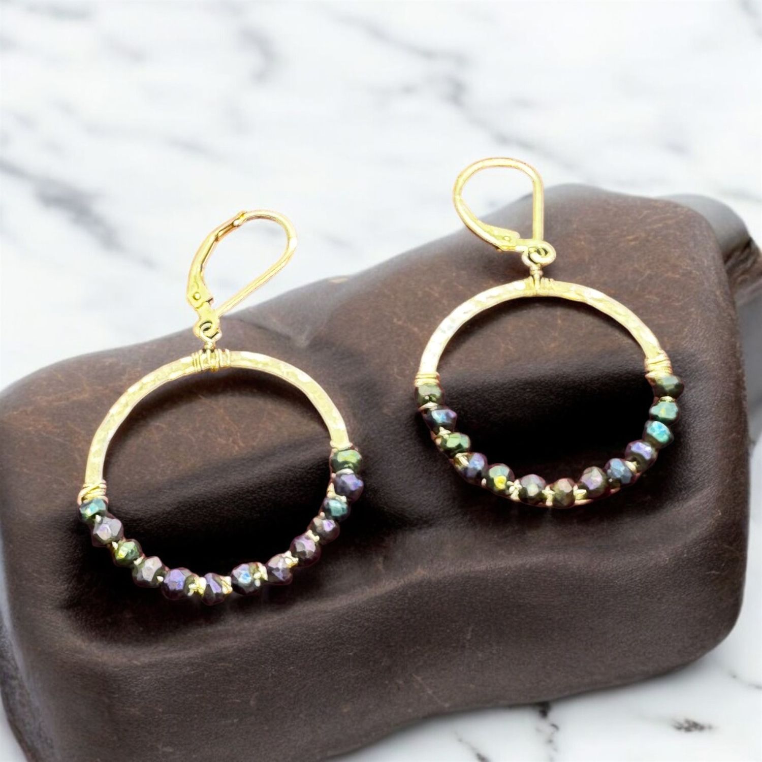 Robb Earrings Wrapped Mystic Pyrite