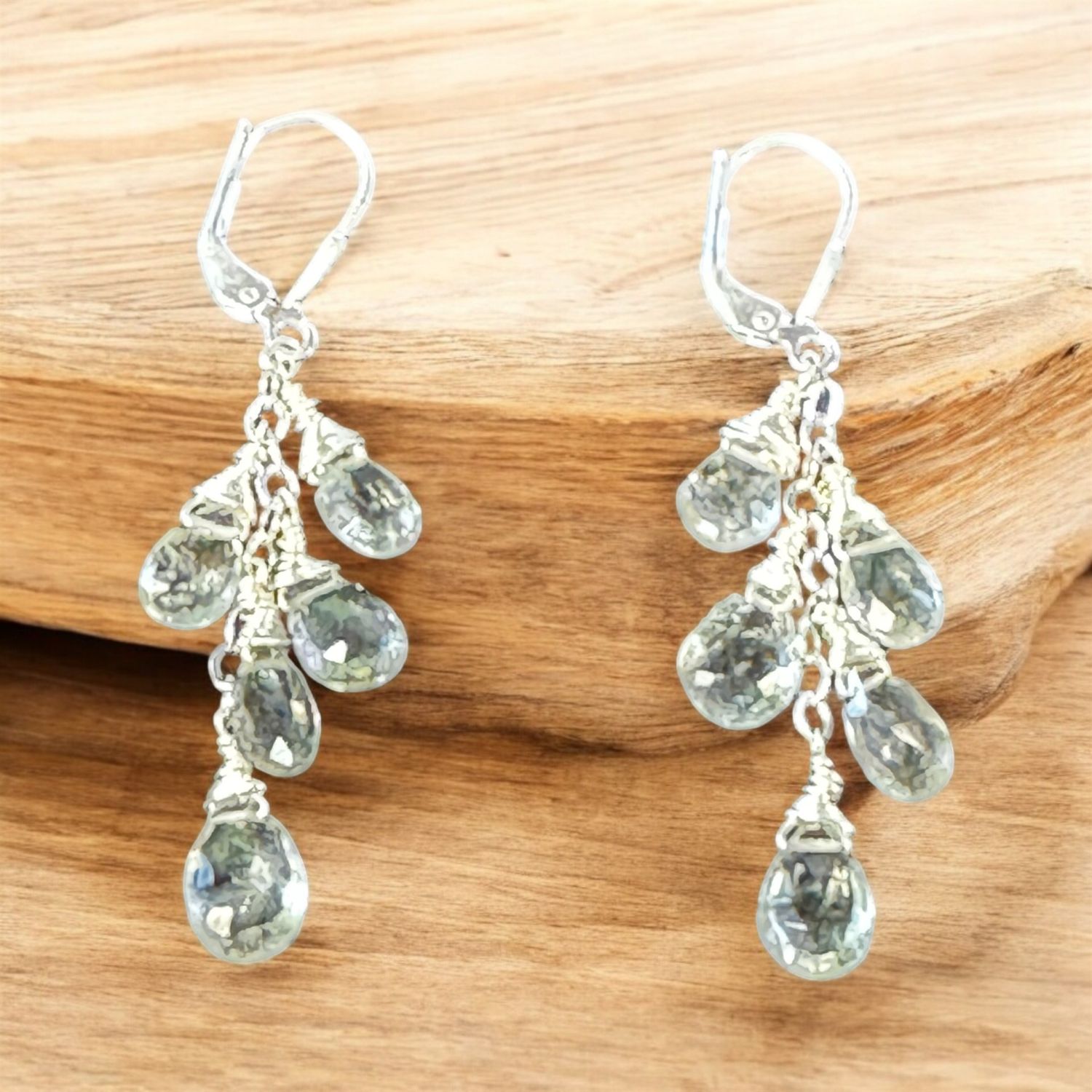 Robb Earrings Copper Aquamarine Clusters