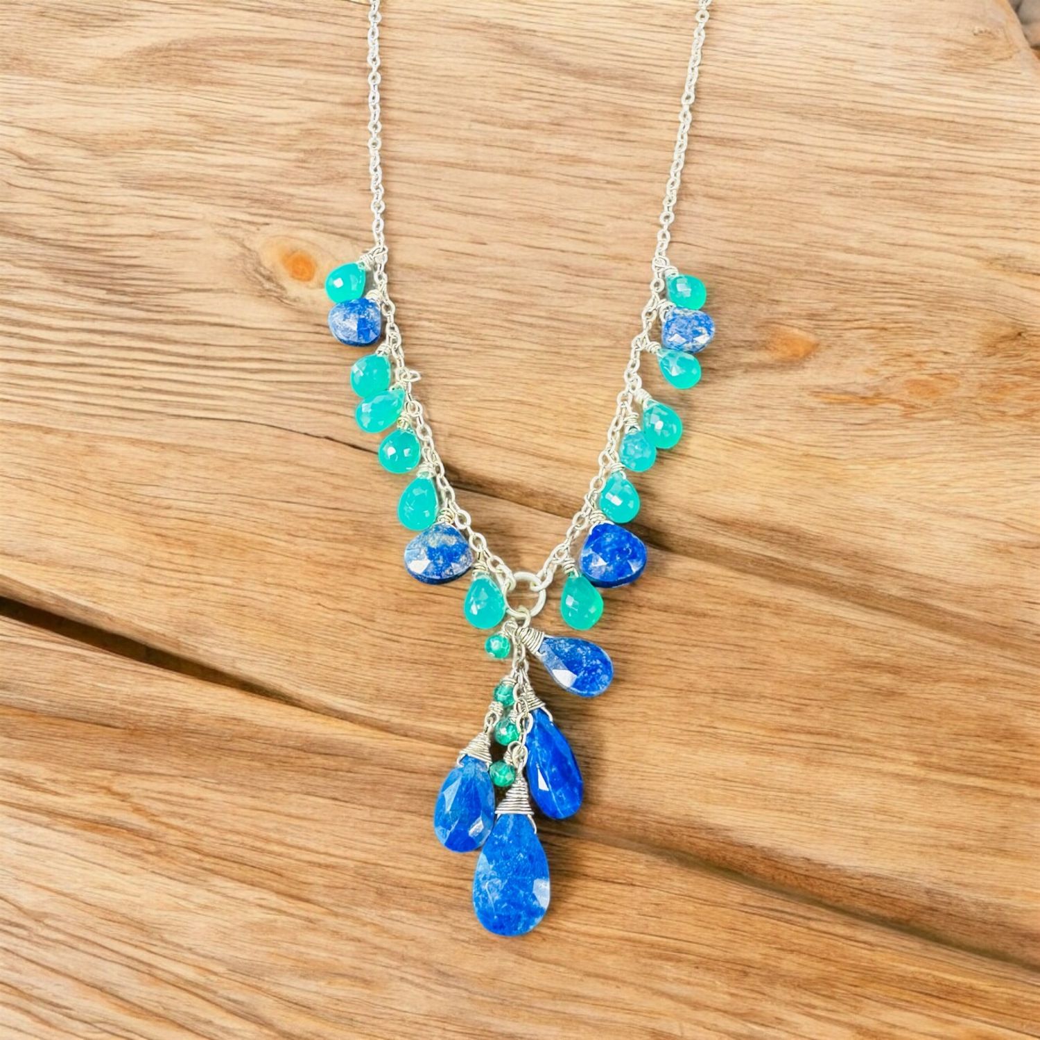 Robb Necklace Lapis and Green Onxy