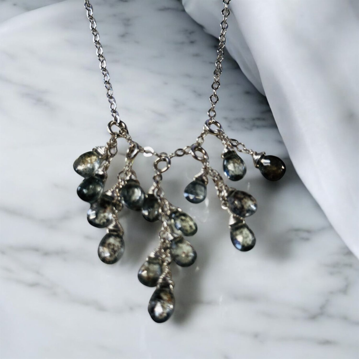 Robb Necklace Copper Aquamarine Clusters