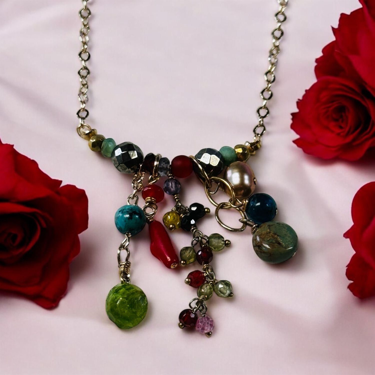 Robb Necklace Mixed Gems Gold Filled Chain
