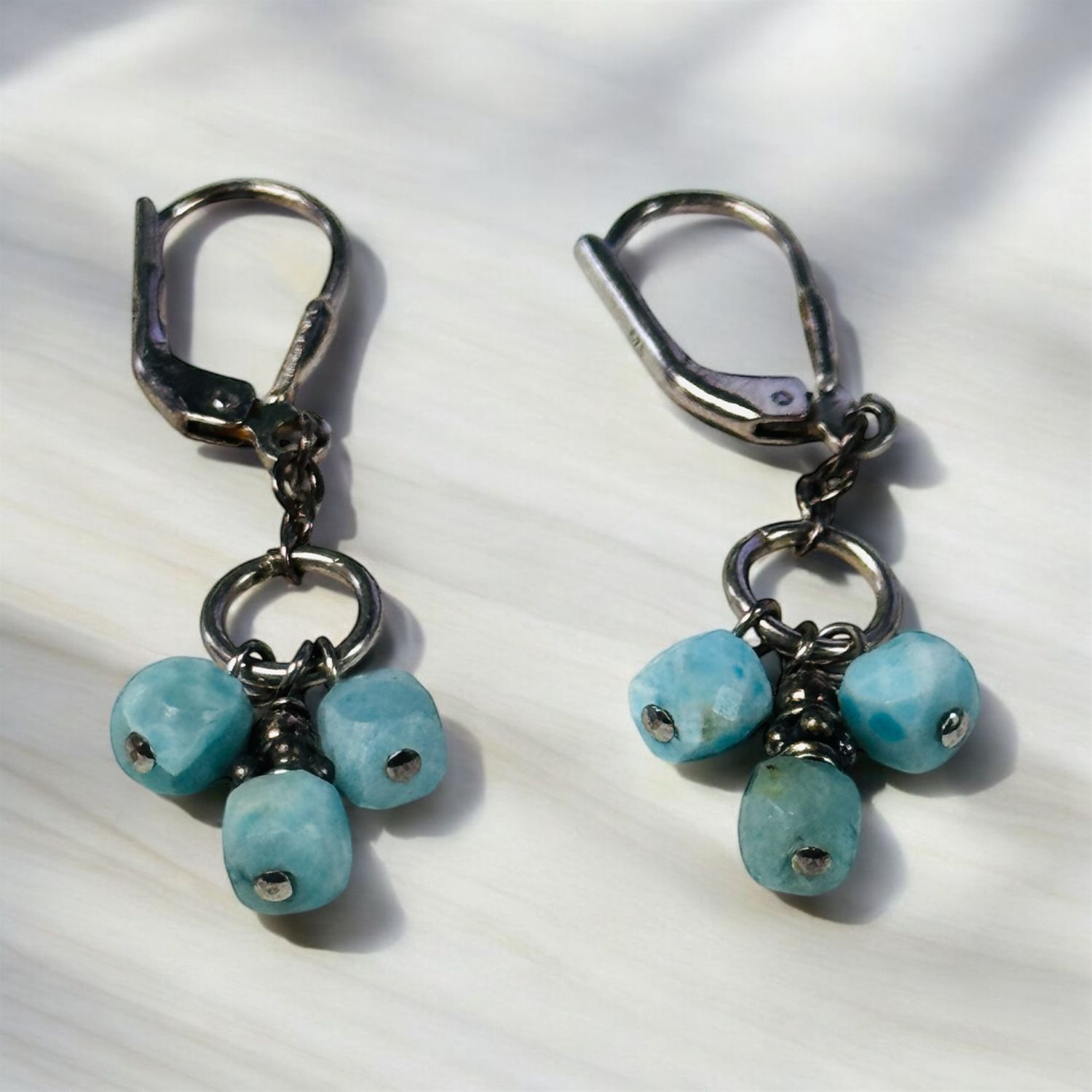 Robb Earrings Larimar Clusters