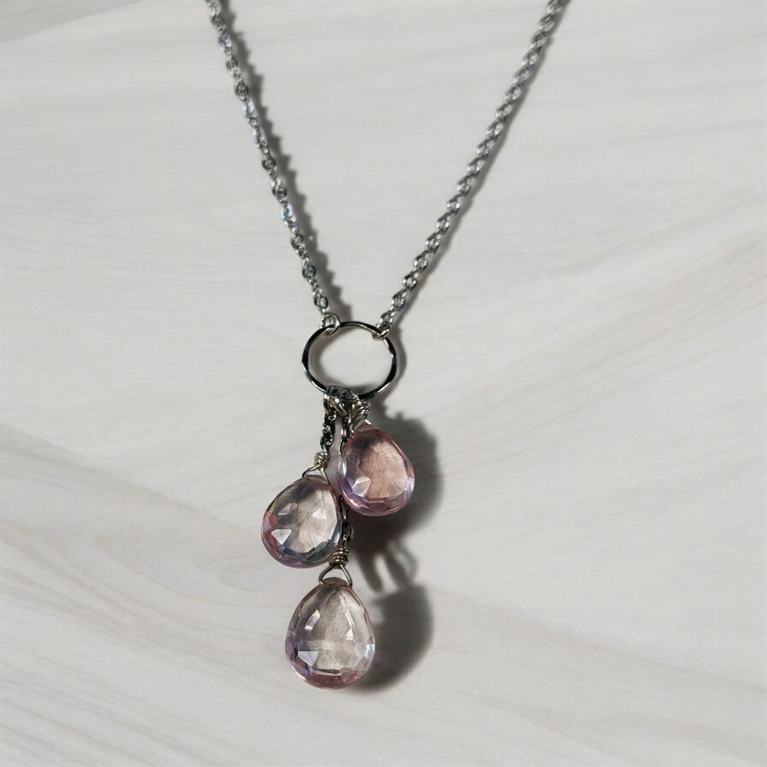 Robb Necklace Doorknocker Style in Rose Quartz