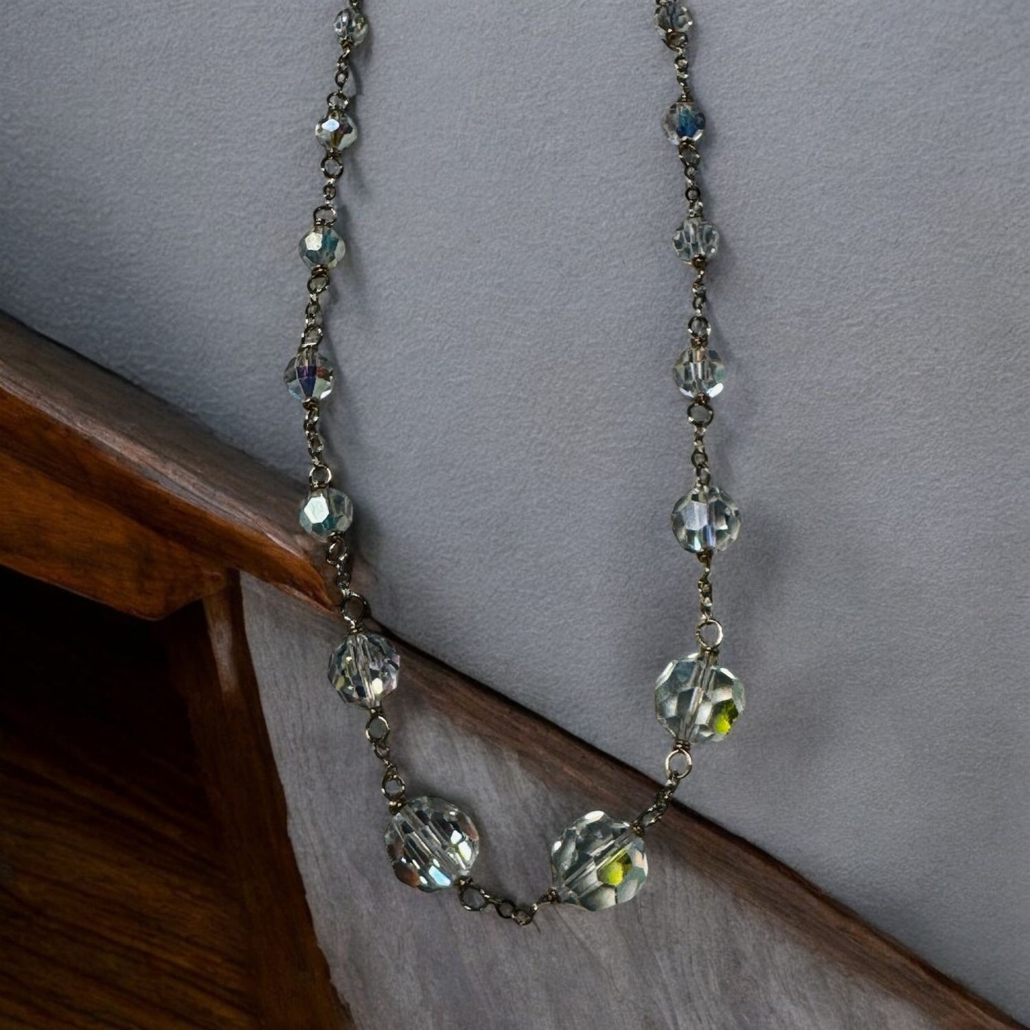 Robb Necklace Vintage AB Crystal on Gold Filled Chain