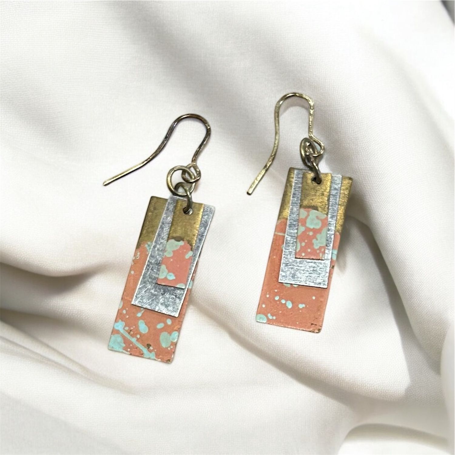 Nadeau Mixed Metal Rectangle Tab Earrings 437E