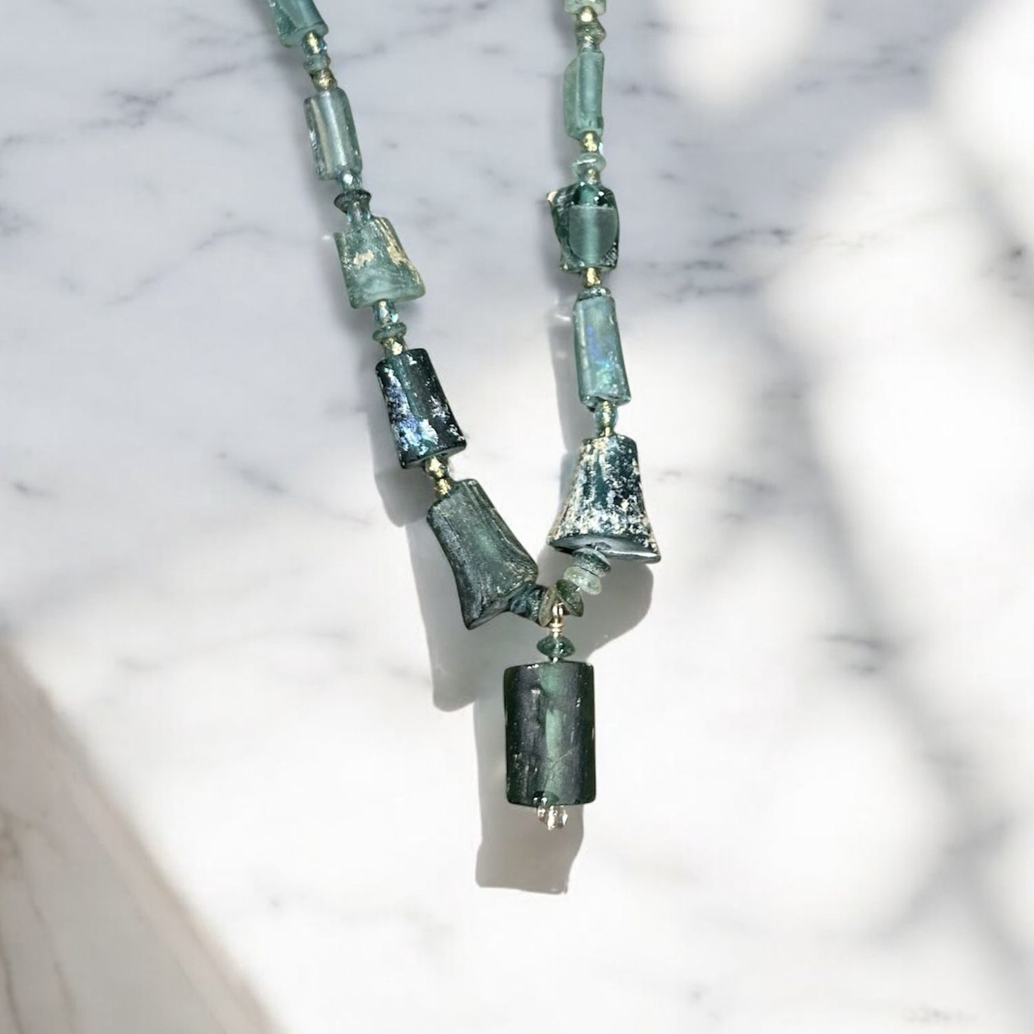 Nadeau Ancient Roman Glass and Seed bead Necklace 416N