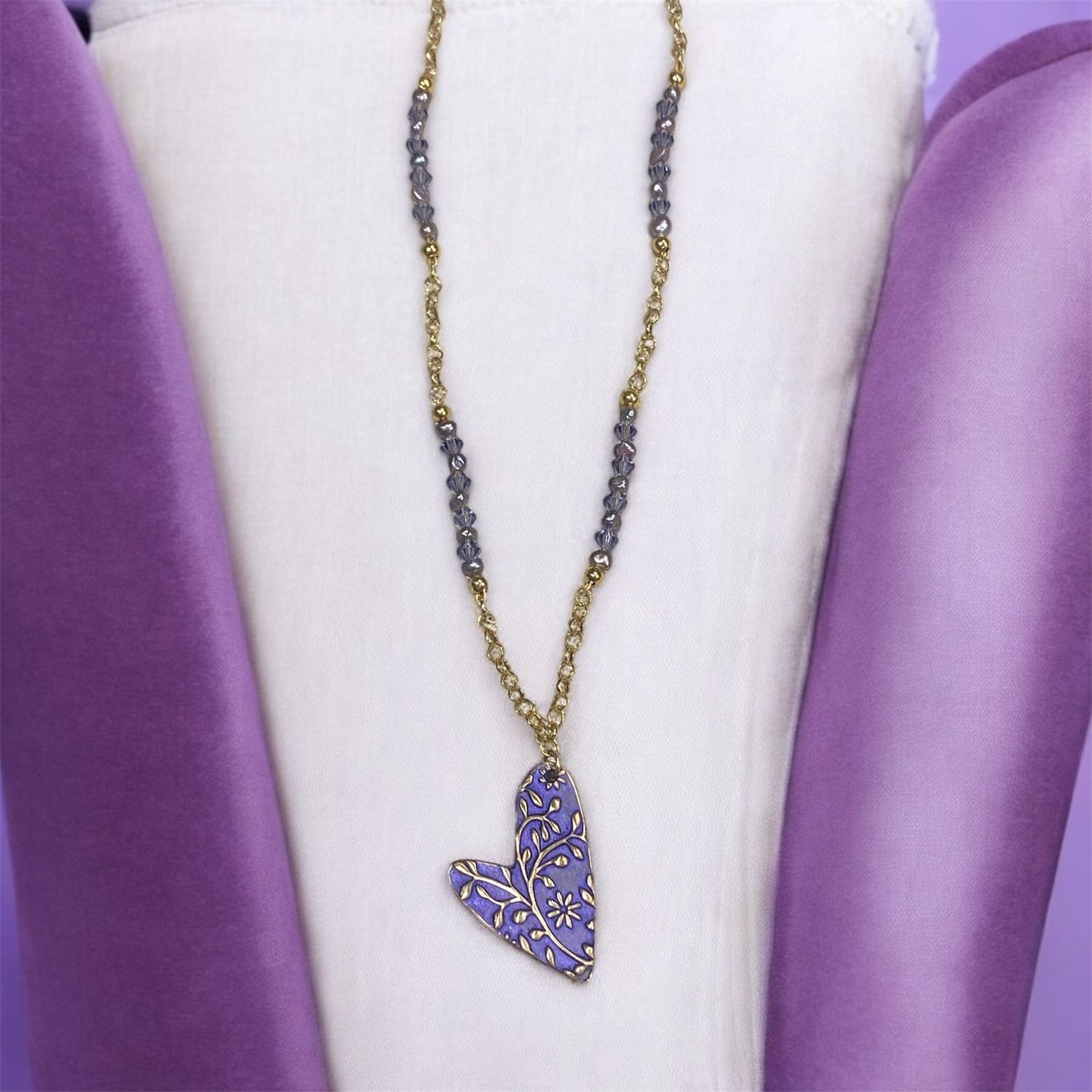 Whitney Necklace Purple Enamel Heart