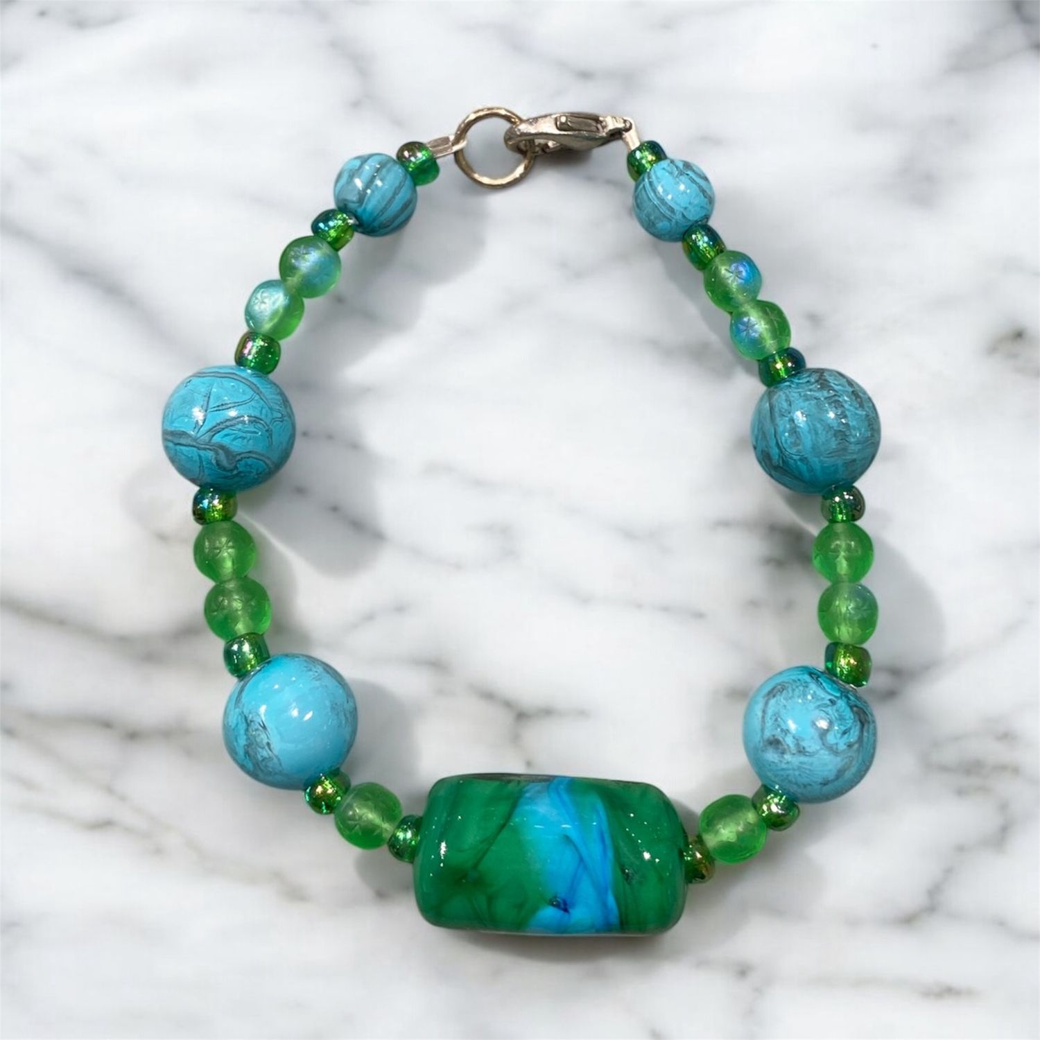 Benham Bracelet Marbled Blue/Green Glass