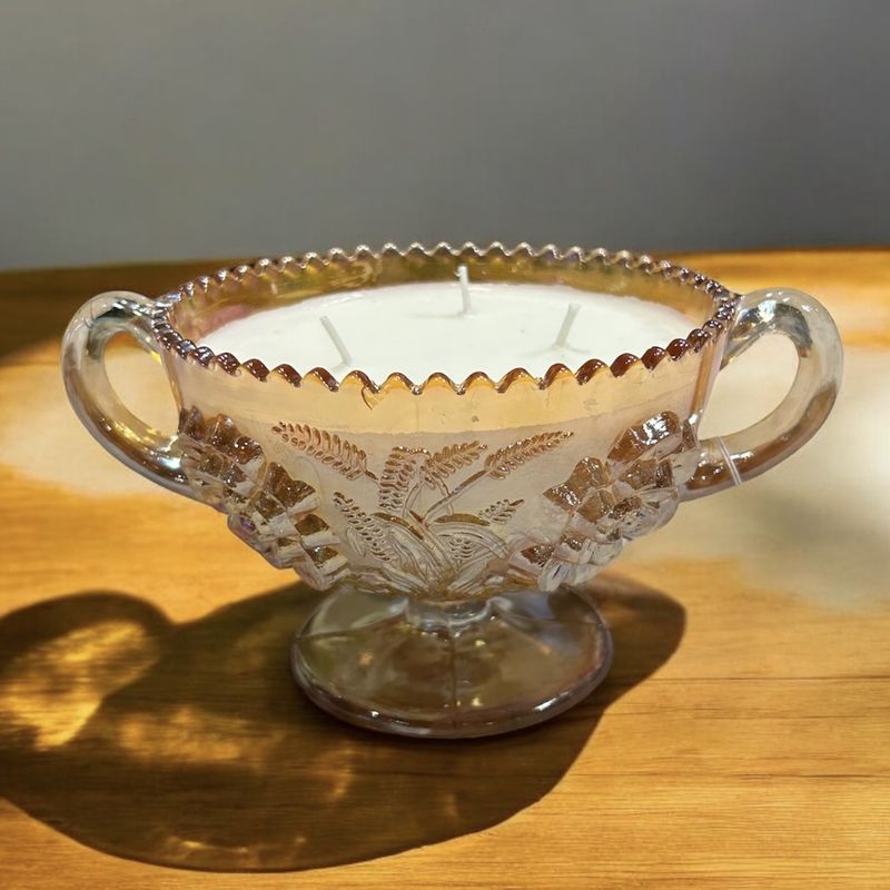 Canoa Scented Candle "English Garden" in Orange Glass Sugar Bowl