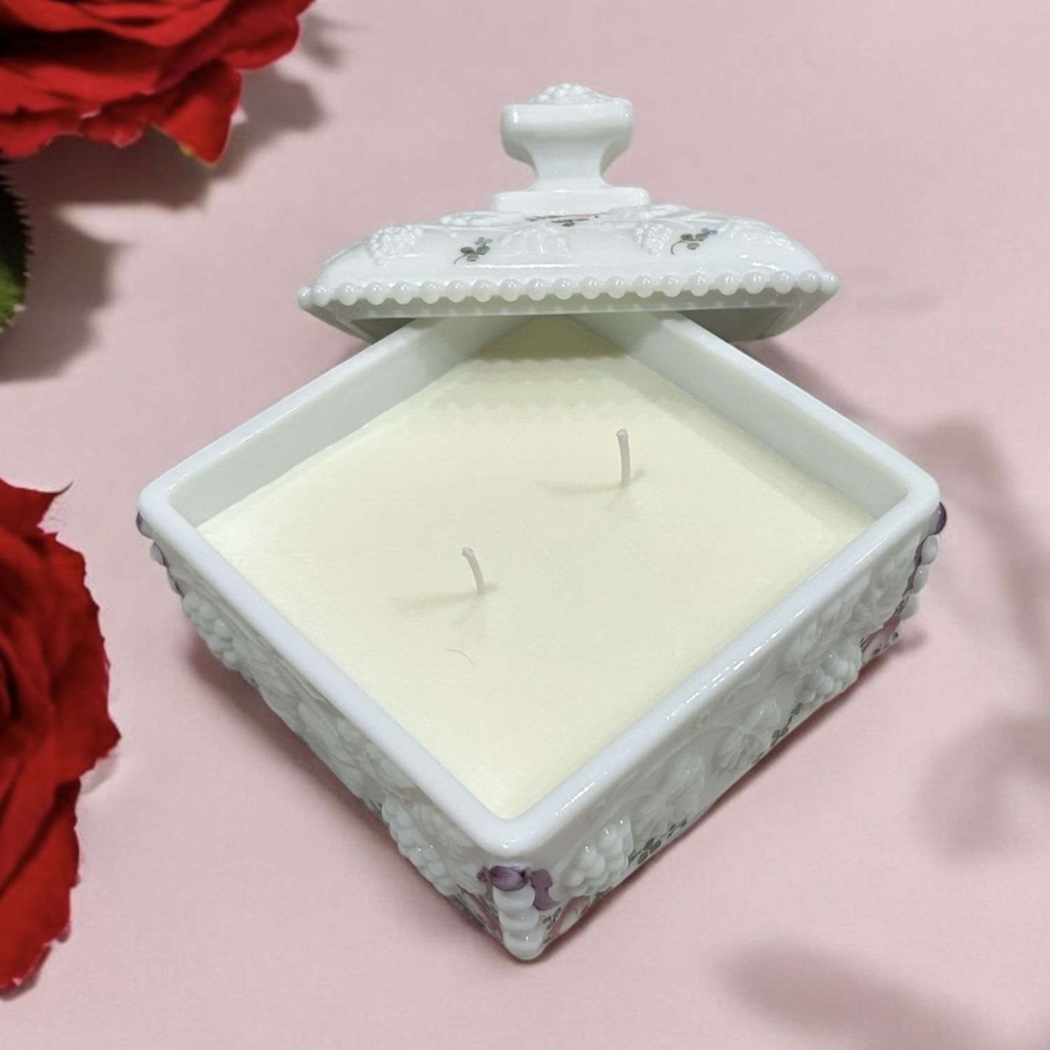 Canoa Scented Candle &quot;High Tide &amp; Golden Hour&quot; in White China Trinket Dish