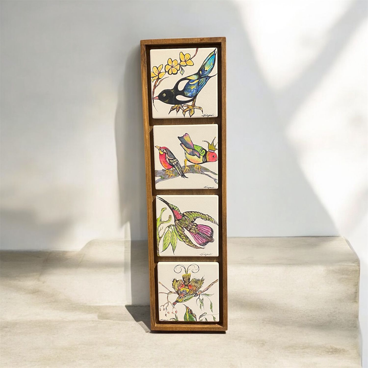 Fragnoli Four Colorful Framed Birds