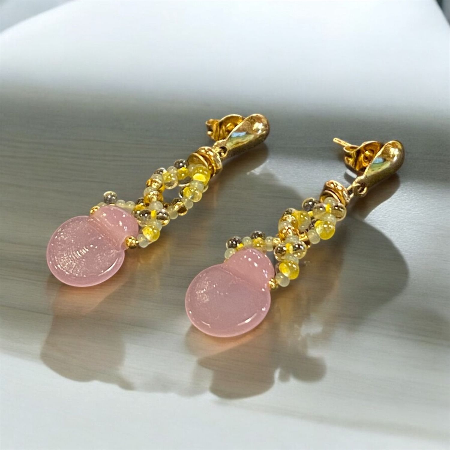 Sturzinger Earrings Blown Glass Bali Pink Pastel