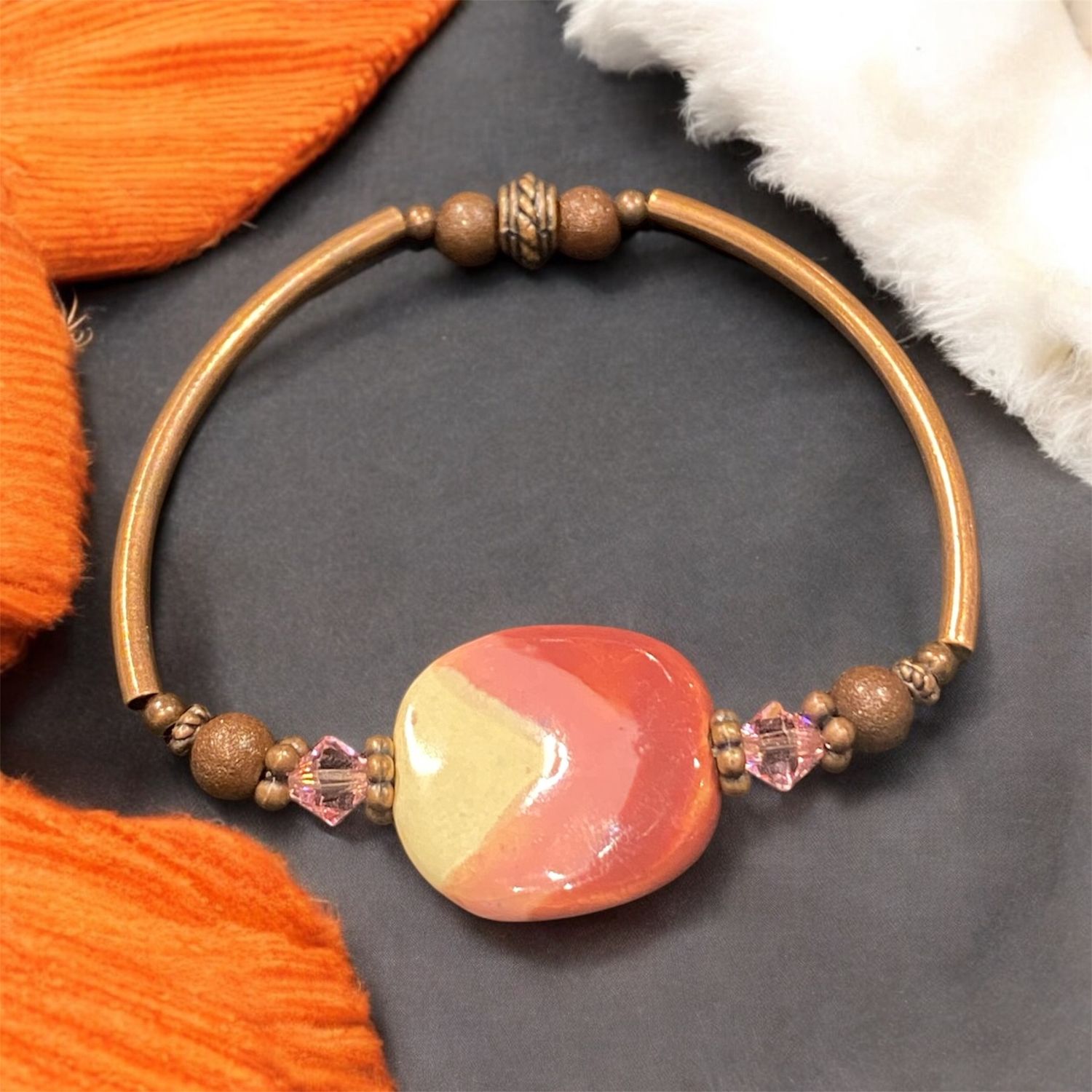 Nadeau Bracelet Kazuri Bead on Copper Stretch