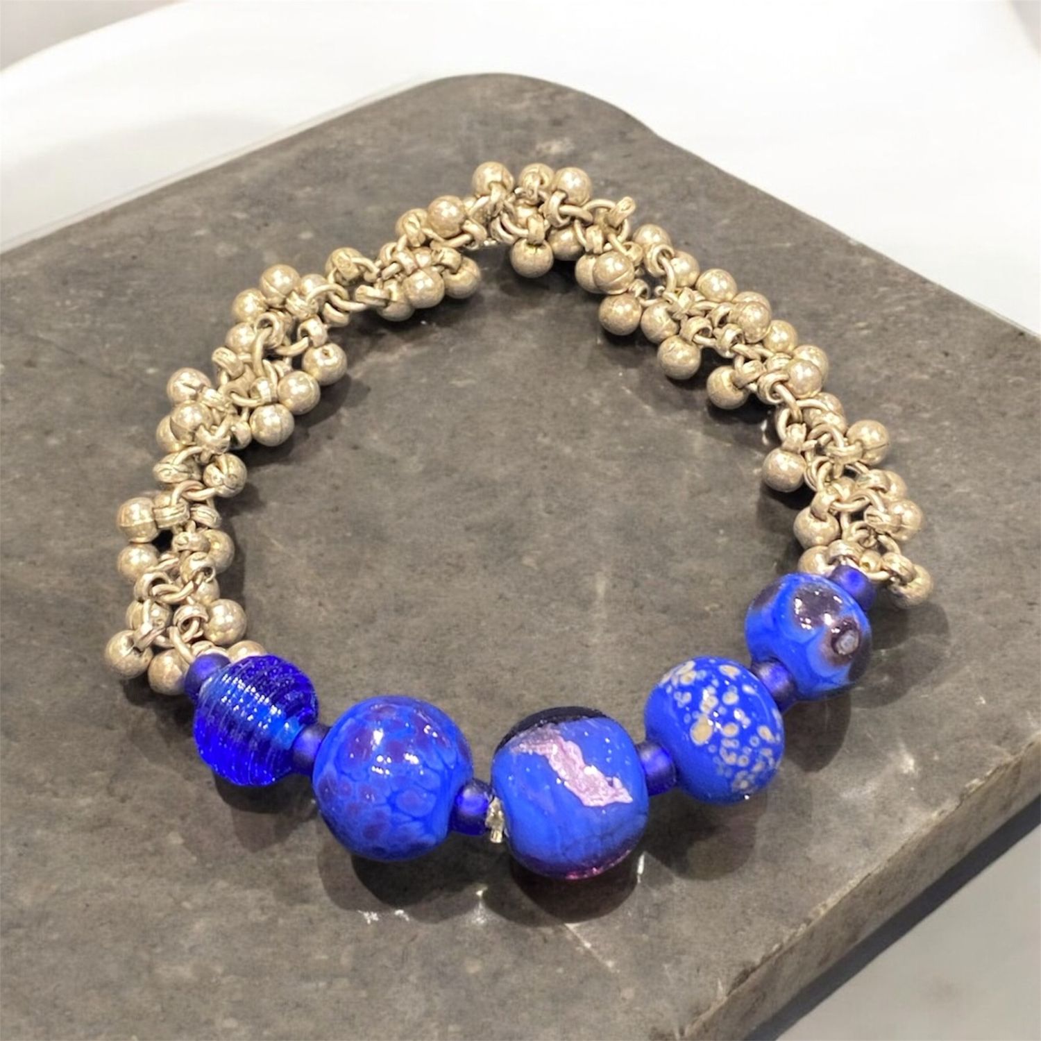 Nadeau Bracelet Blue Lampwork Glass
