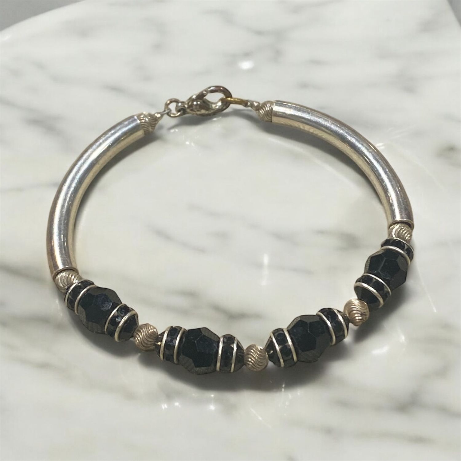 Nadeau Bracelet Sterling Silver &amp; Black Crystals