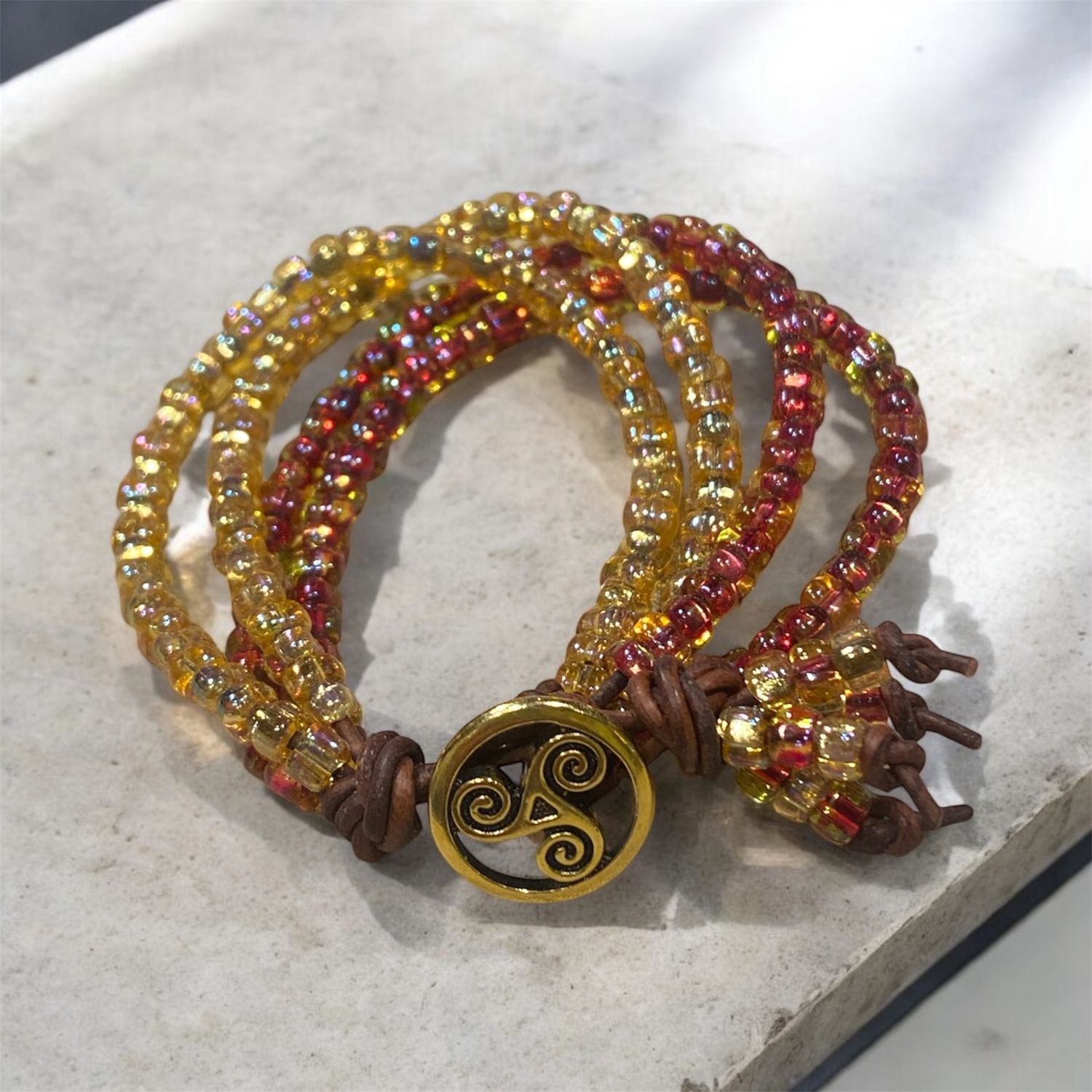 Nadeau Bracelet Multi-Strand Yellow Czech Glass
