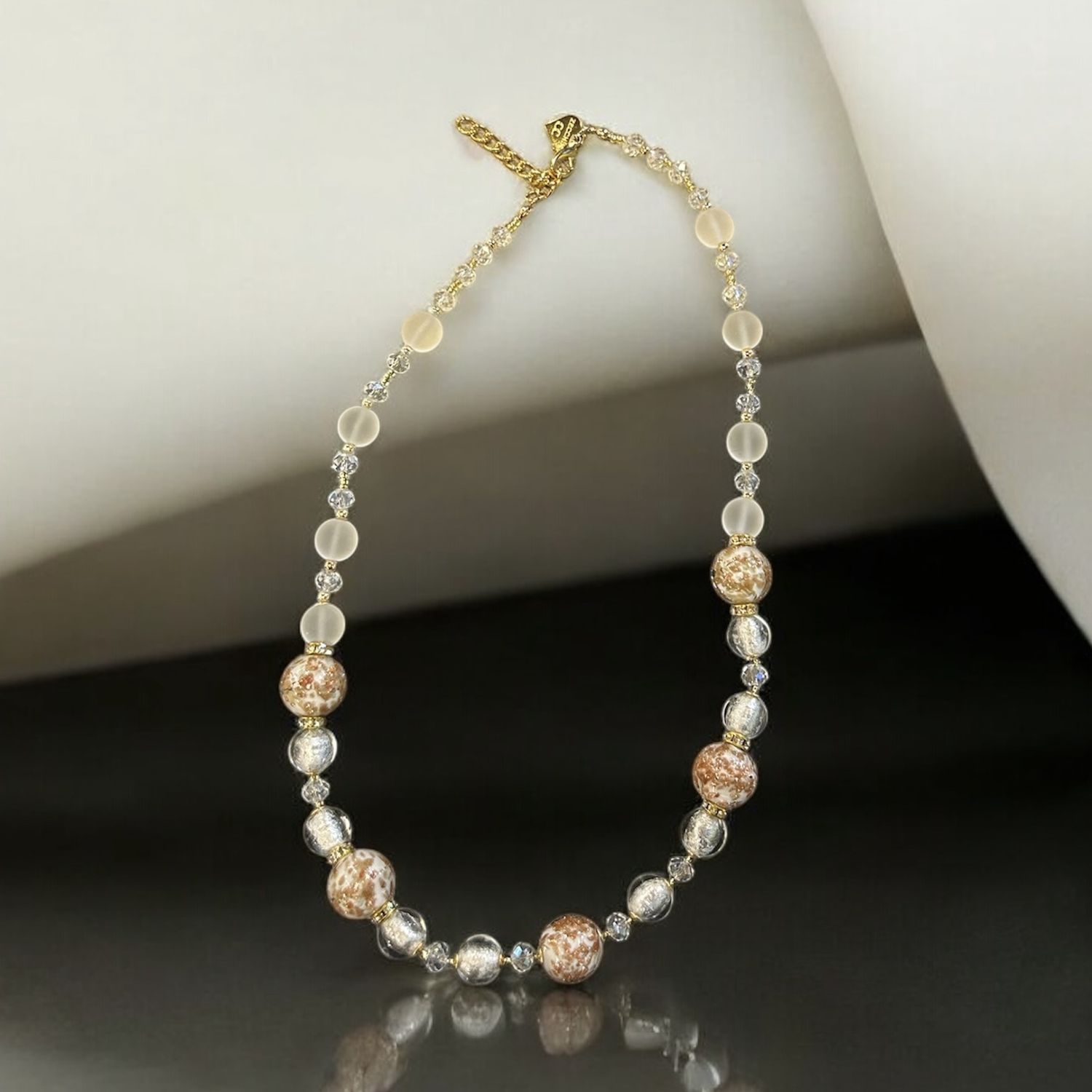 Sturzinger Necklace Stella Short White and Gold