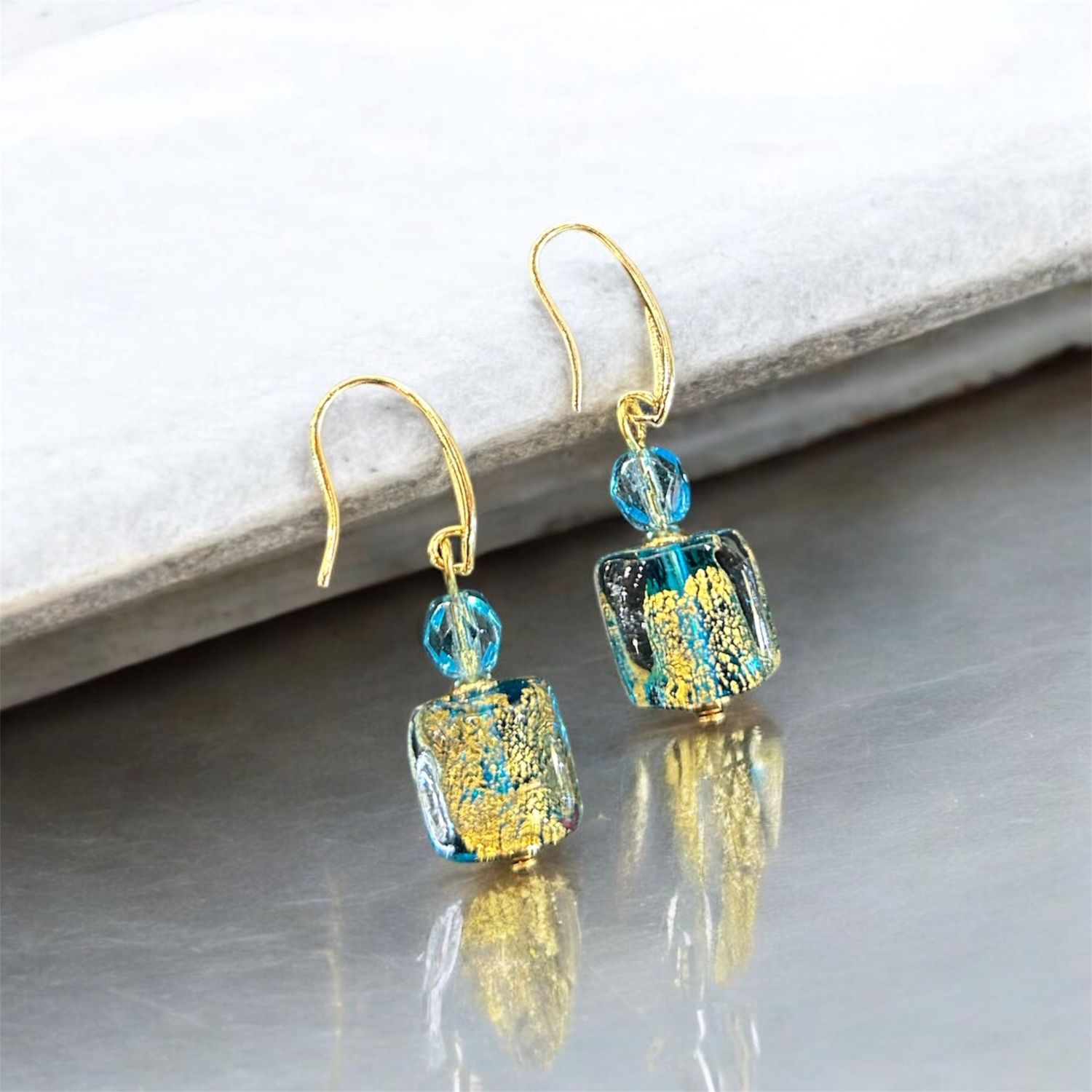 Sturzinger Earring Cubo Square, Color: Lt Blue