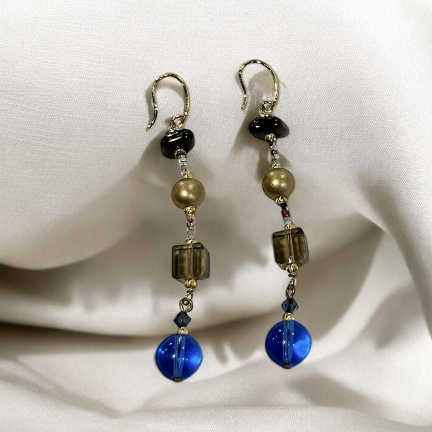 Sturzinger Earring Cascade Blue and Bronze Long