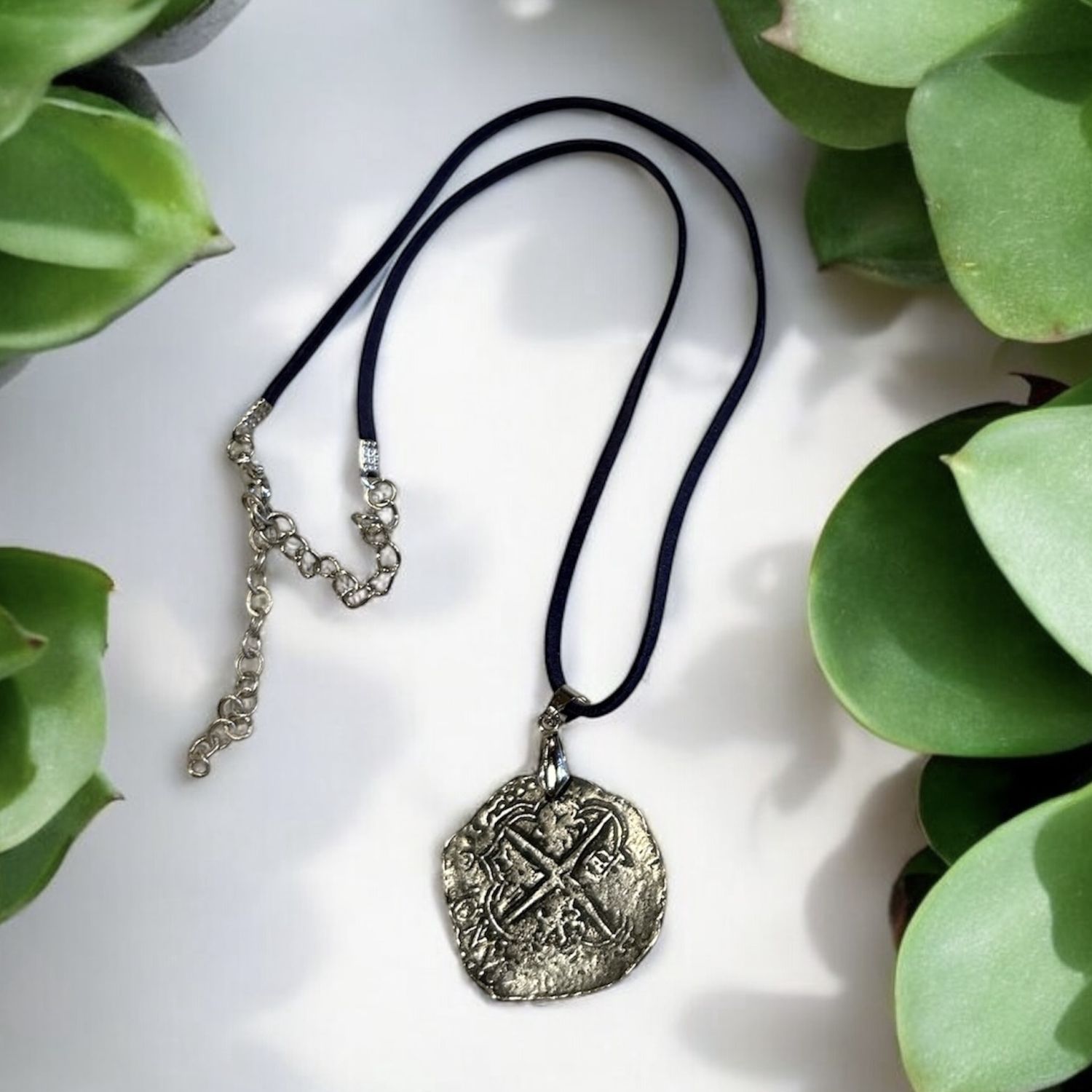 Nadeau Necklace Pewter Disk Pendant