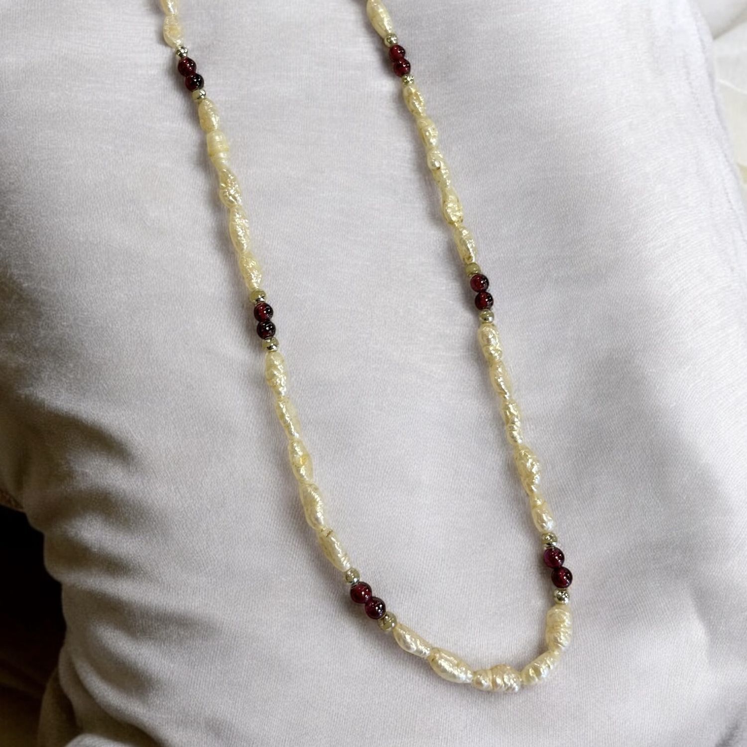 Nadeau Necklace Freshwater Pearl &amp; Garnet