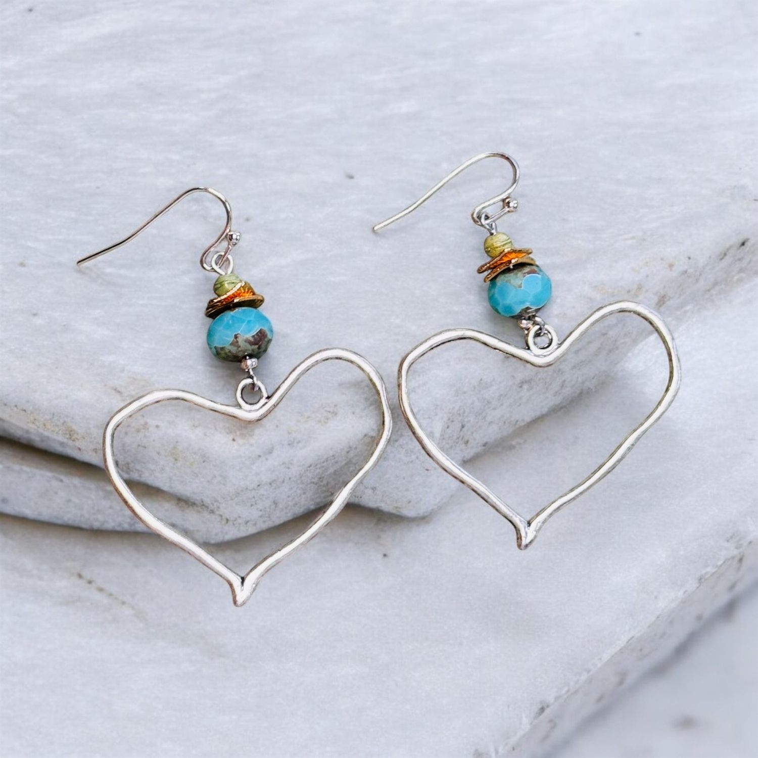 Garnish Earring Large Silver Open Heart