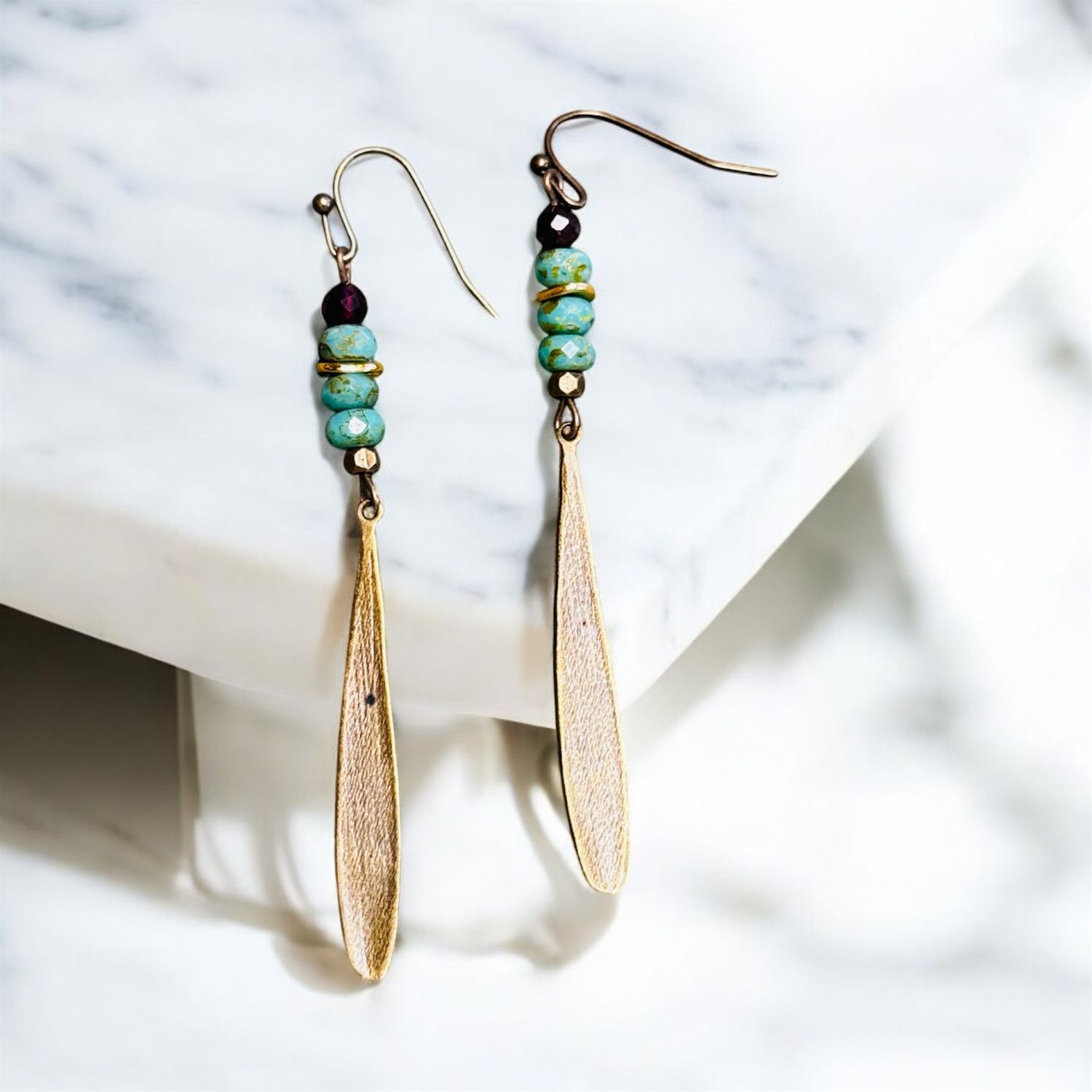 Garnish Earrings Turquoise and Garnet