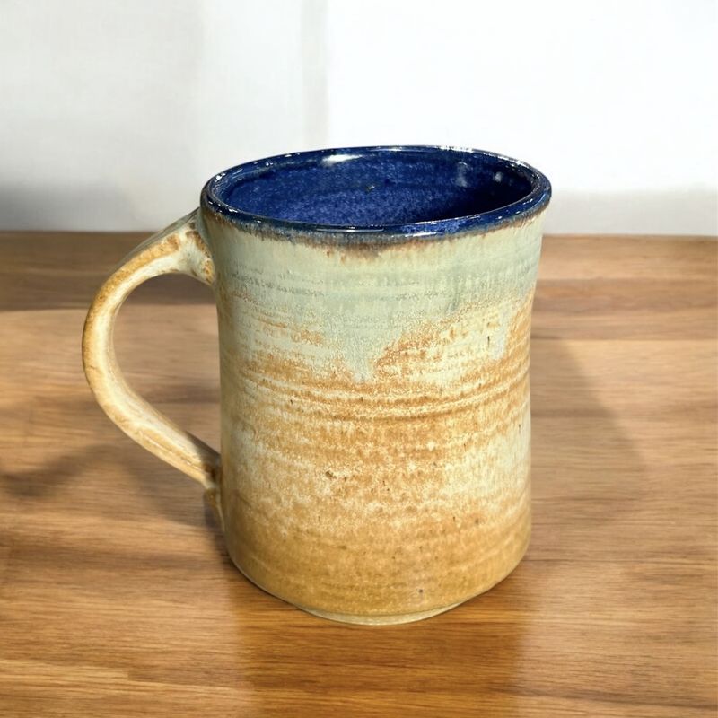 Stoler Mug Tan &amp; Sage Green Outside w/ Cobalt Interior