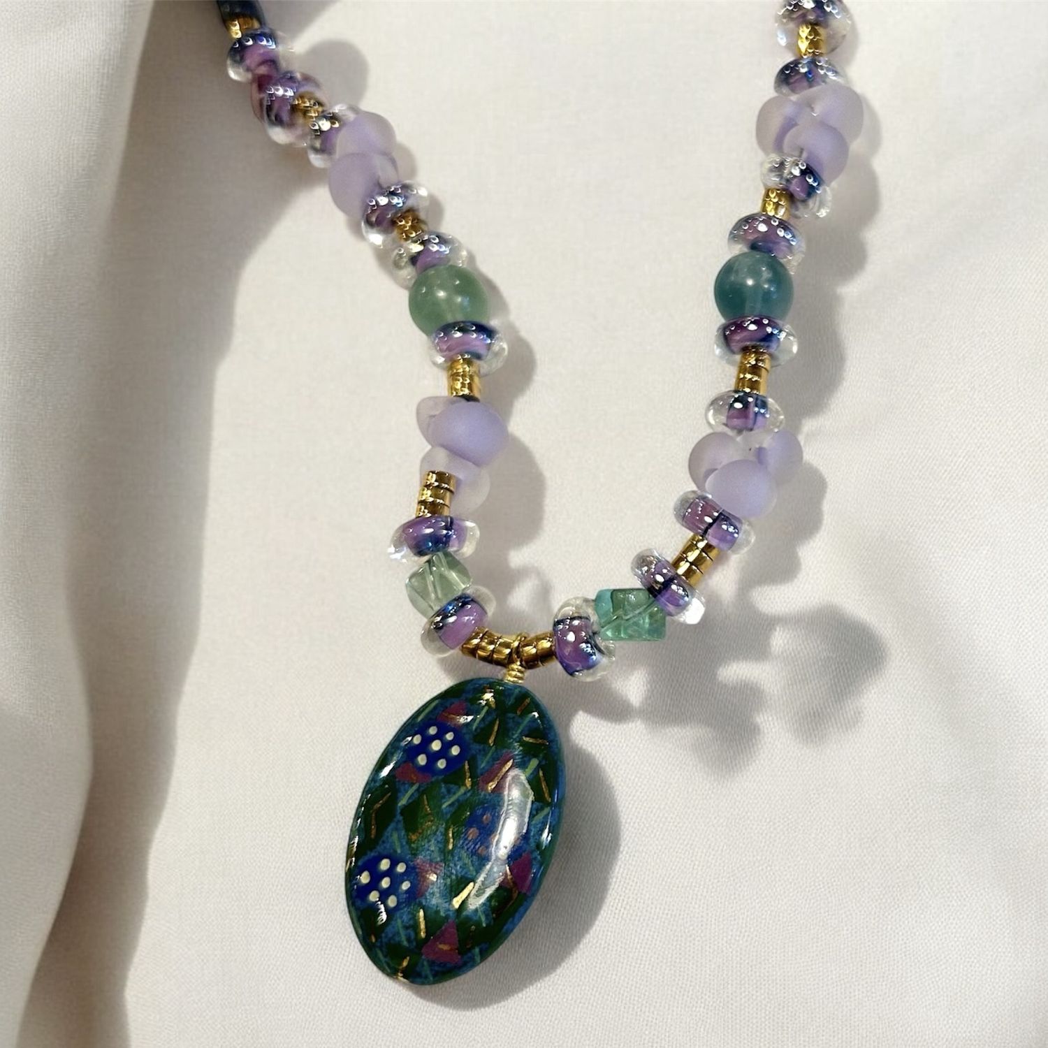 Nadeau Necklace Hand-Painted Ceramic Pendant