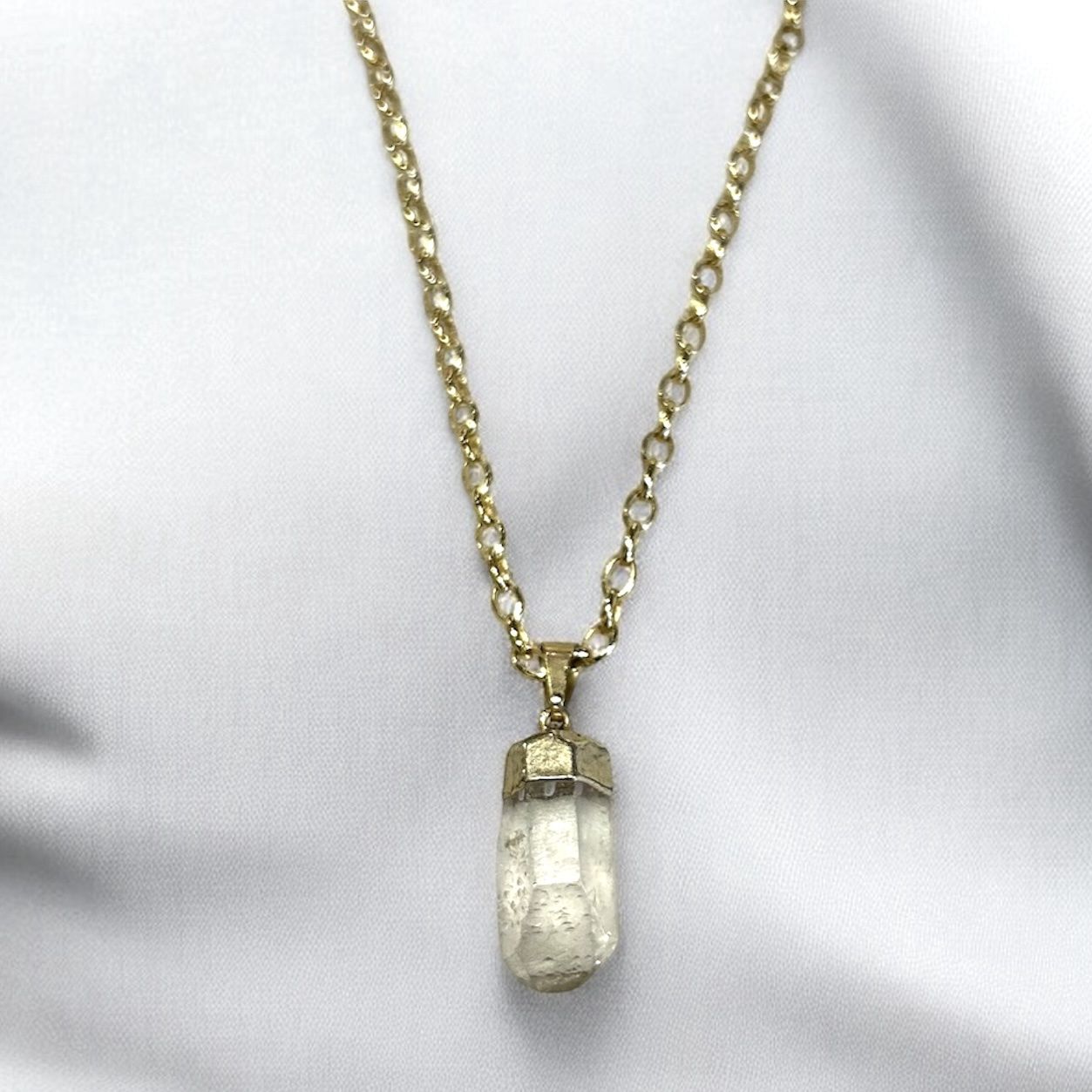 Nadeau Necklace Quartz Crystal on Gold-Plated Chain