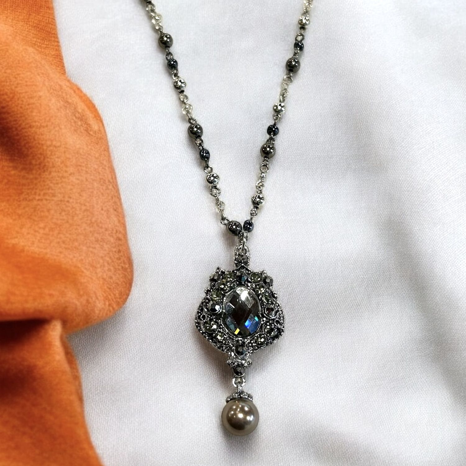 Nadeau Necklace Crystal &amp; Pearl Pendant