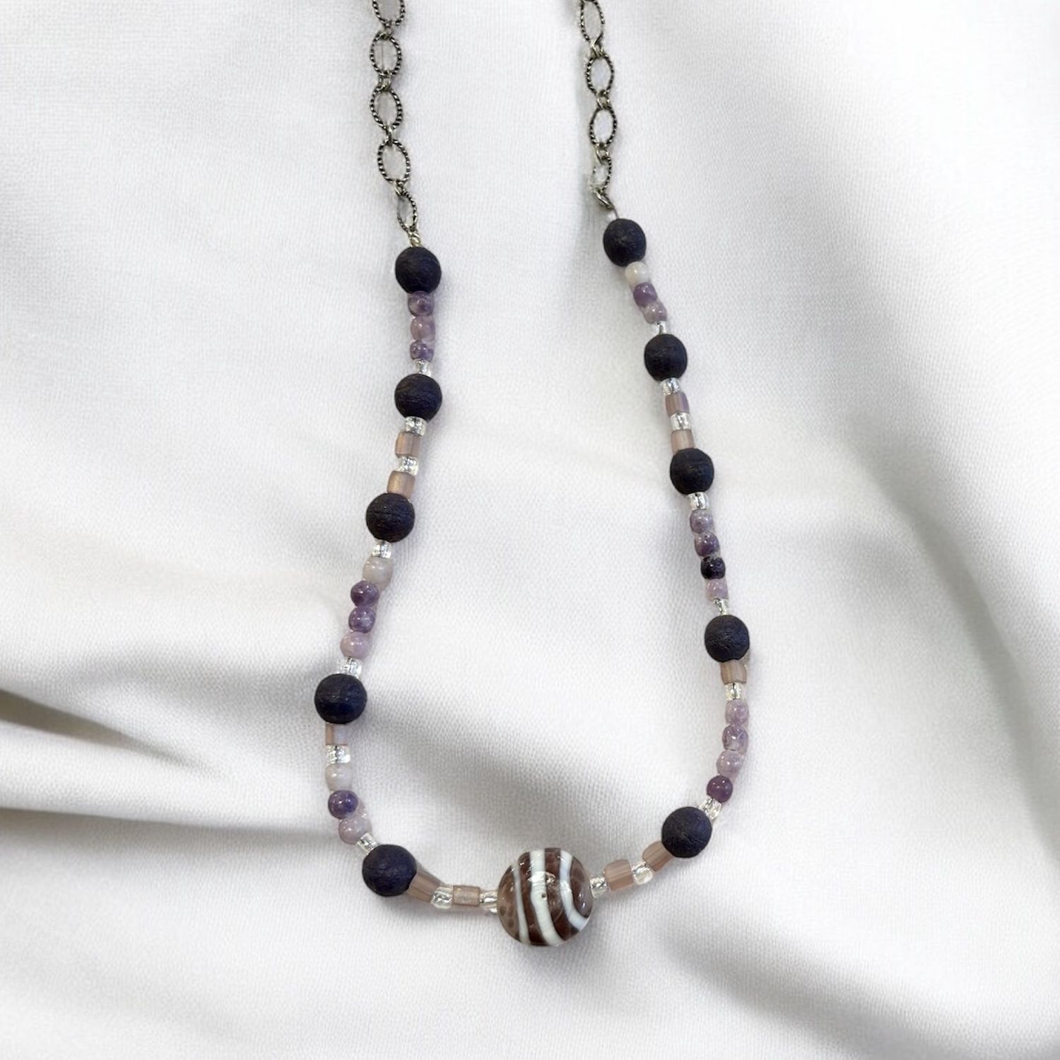 Nadeau Necklace Purple Kazuri Focal Bead
