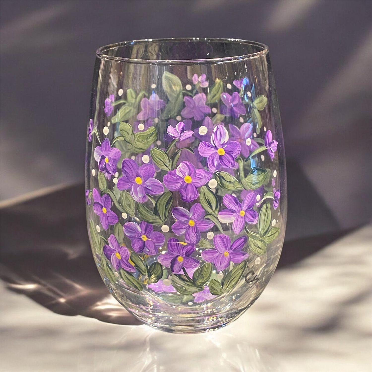 Snyder 20oz Violets Stemless Wine Glass