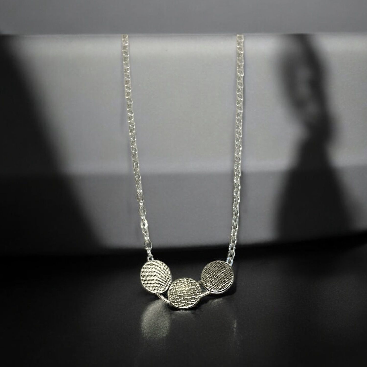 Bent Metal Necklace Triple Discs