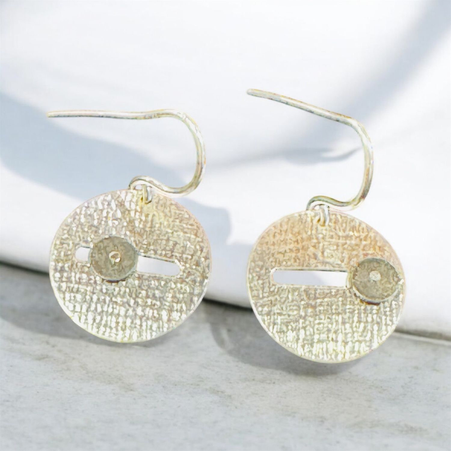Bent Metal Earring Silver Threader Circle w/Slide Circle