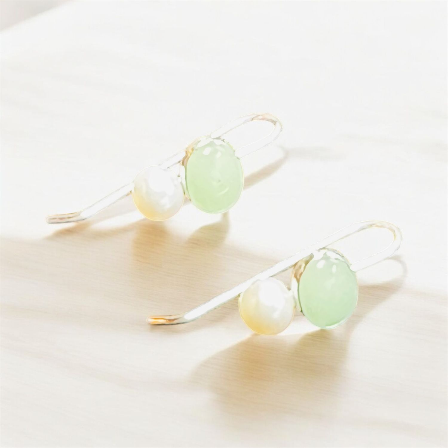 Gray Earring Aventurine and Pearl
