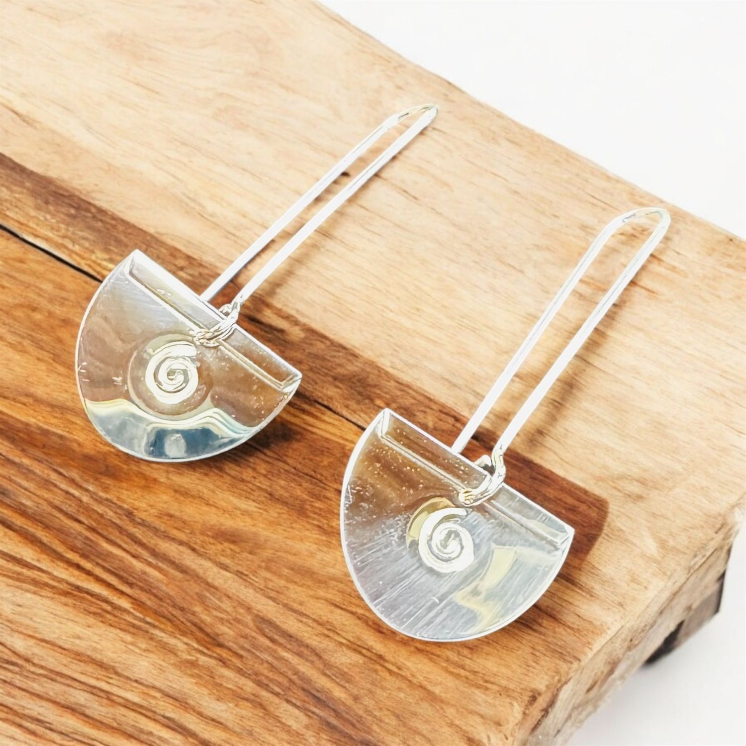 Gray Earrings Threader w/Half Circle Small