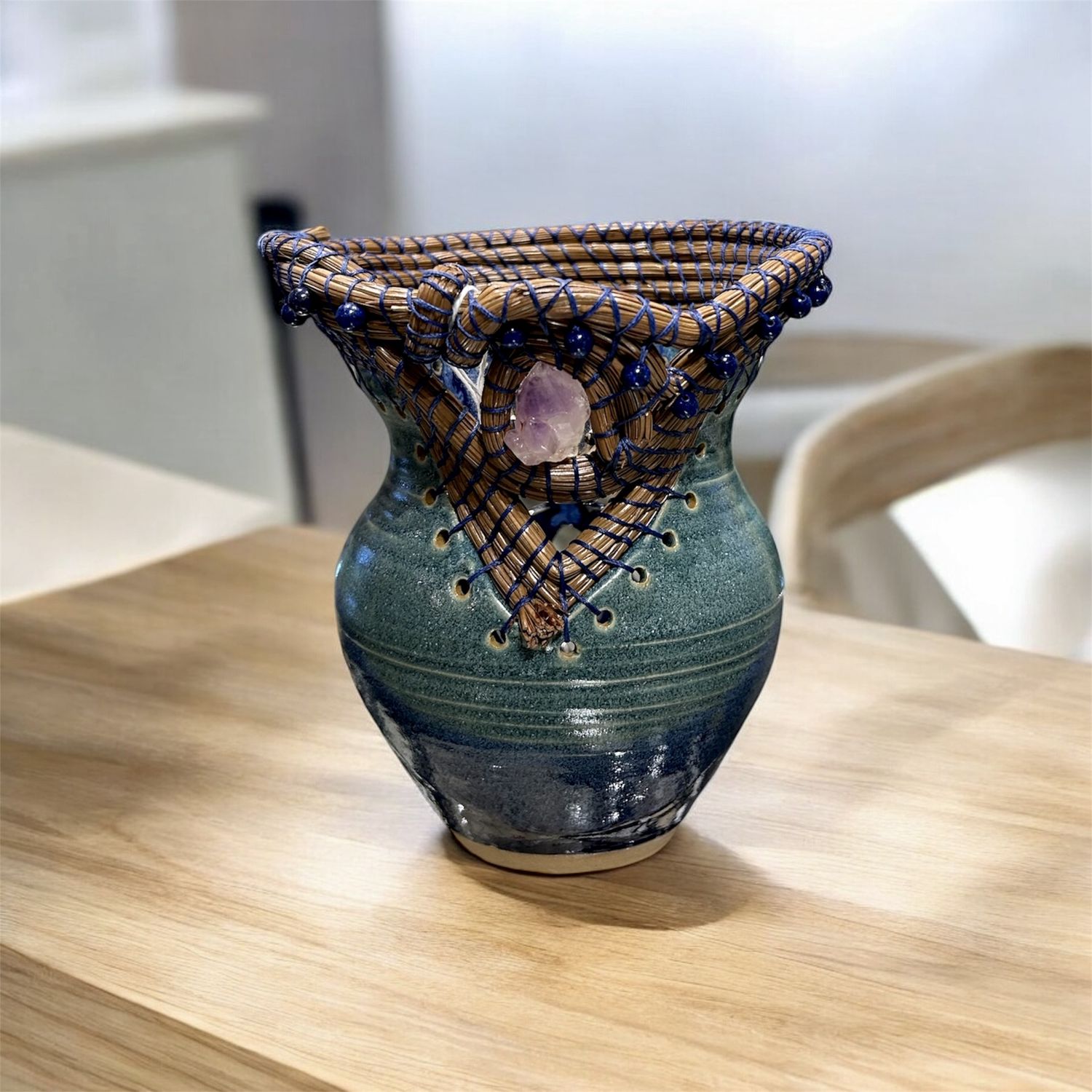 Hastings Vaskett #87 Blue and Turquoise Glaze with Amethyst and Lapis