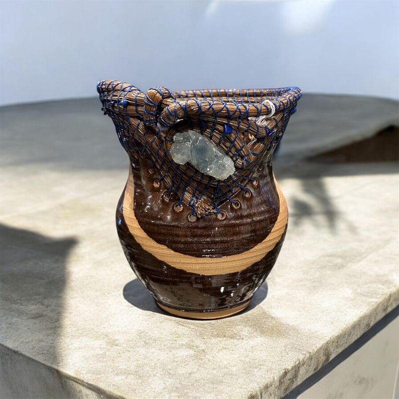 Hastings Vaskett #77 Brown Glaze with Celestite Cluster and Lapis