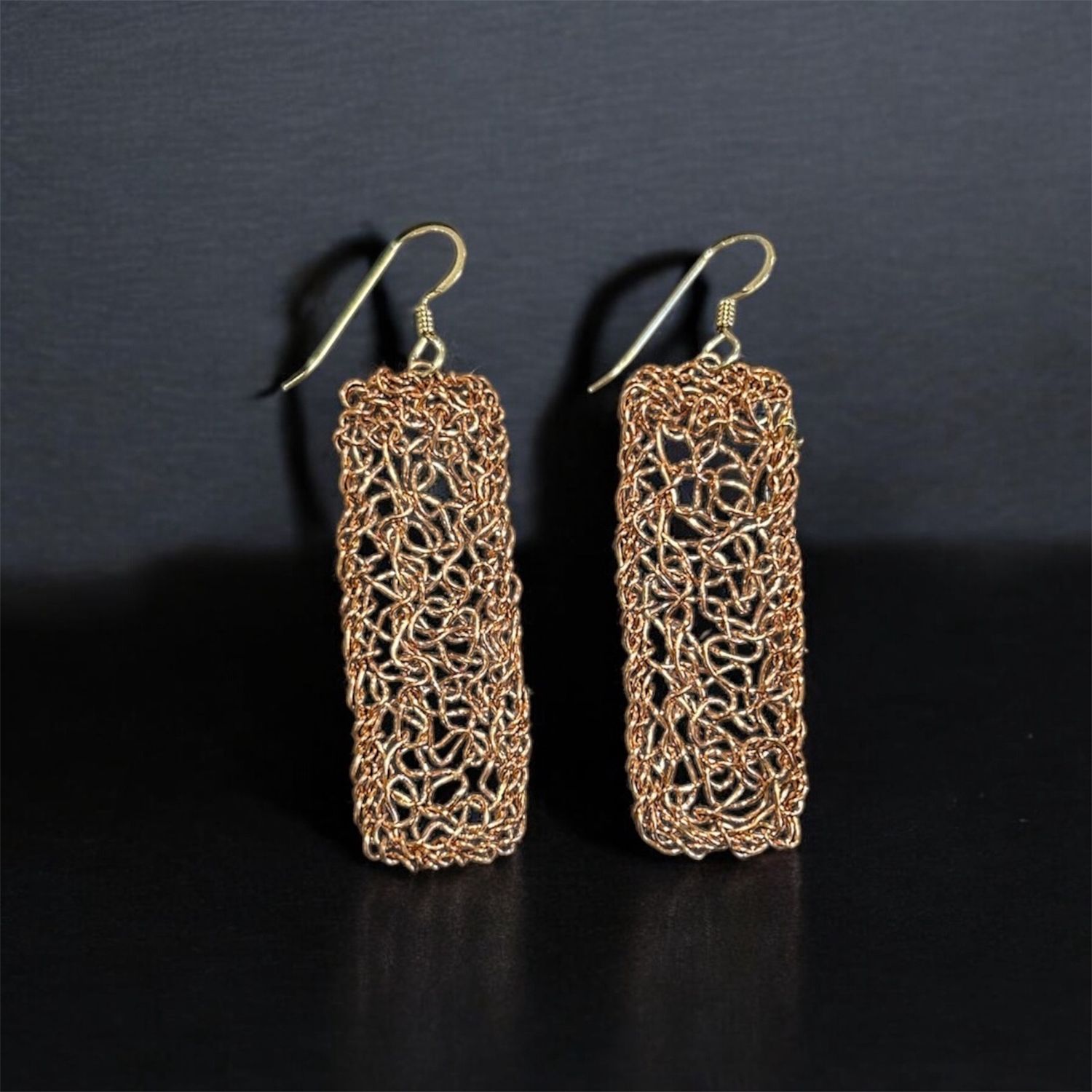 MetaLace Earrings Copper Rectangle