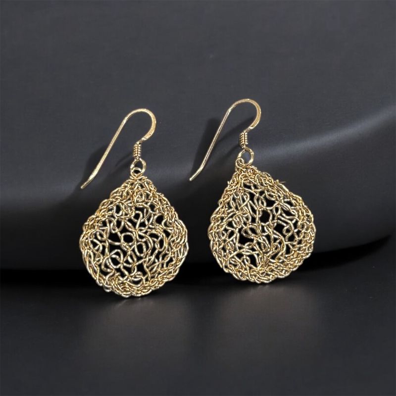 MetaLace Earrings Gold Pears Small
