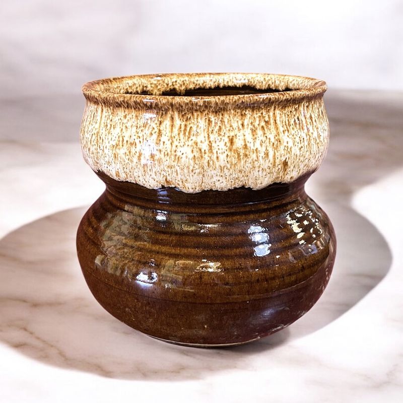 Okechukwu Vase Large/Wide Brown Drip Glaze