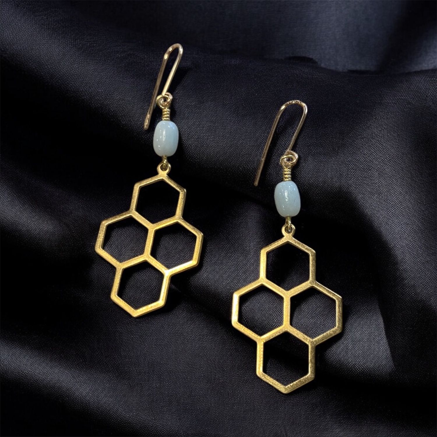 Sunshine Earrings Brass Honeycomb