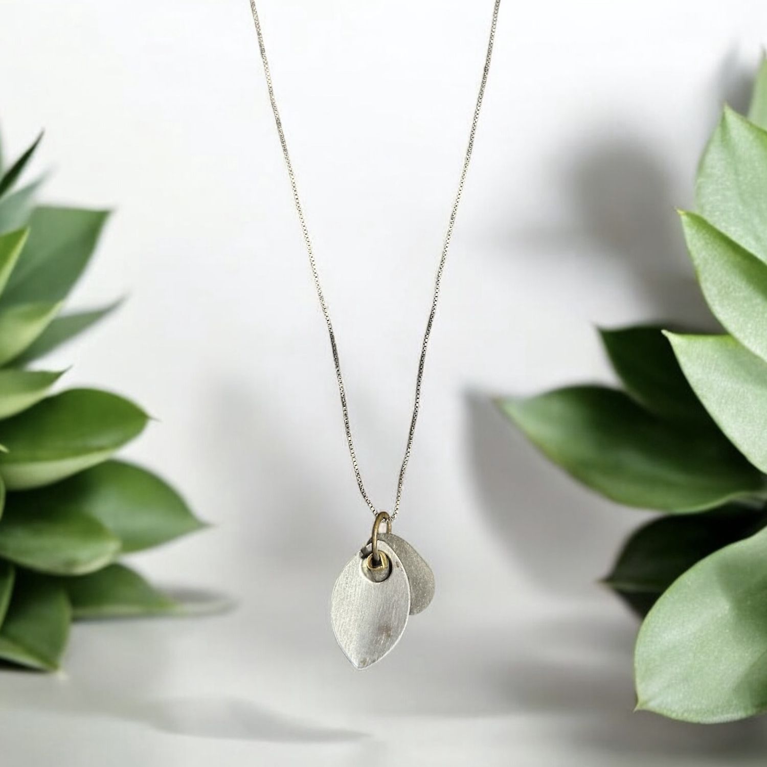 Blue Quarry Necklace Die Cut Glavanized Steel Leaf
