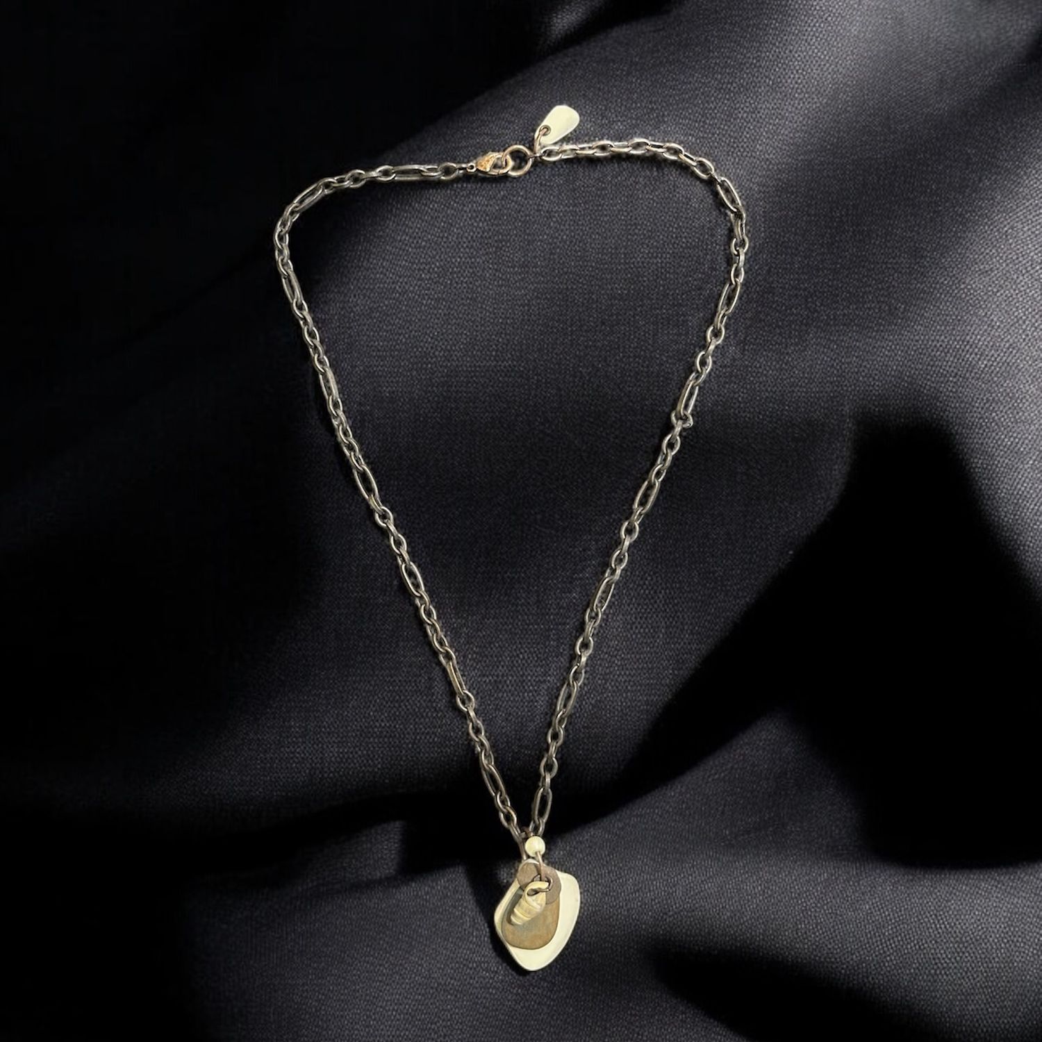 BQO Necklace Finger Lakes each Stones on Oxidized Brass Chain